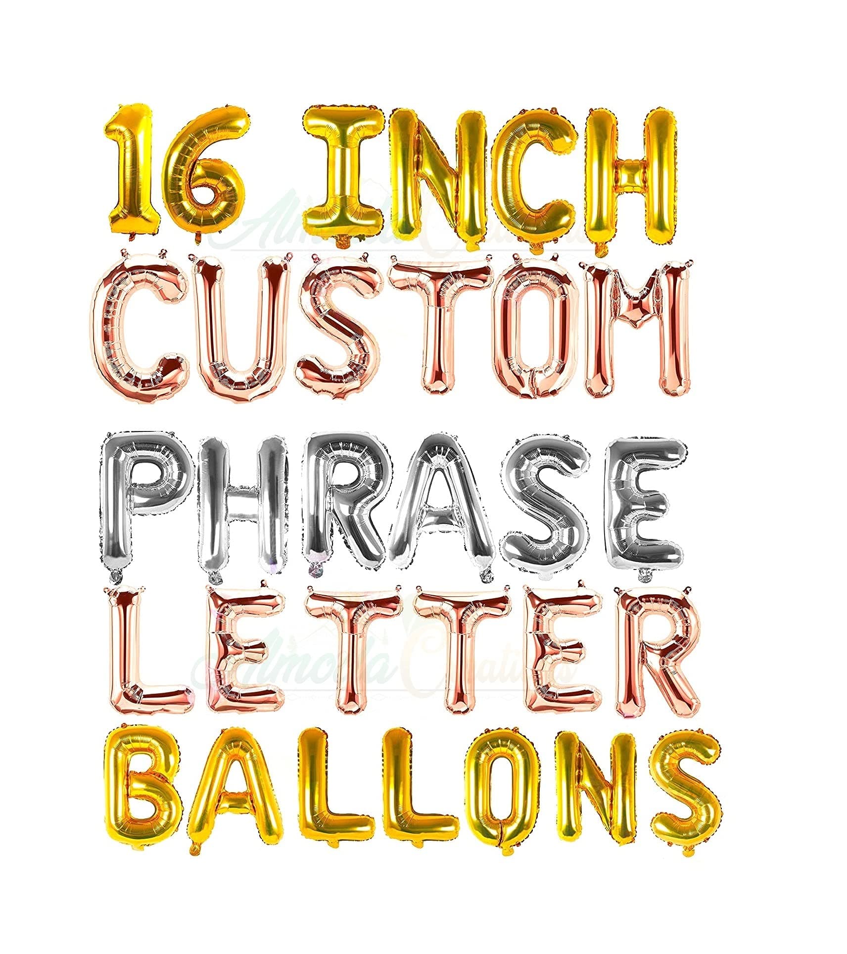 Almoda Creations Custom Phrase Alphabet Letter Balloons, Personalized Letter for All Party Decoration, Birthday Name Letters (I Want 8 Letters of My Choice)