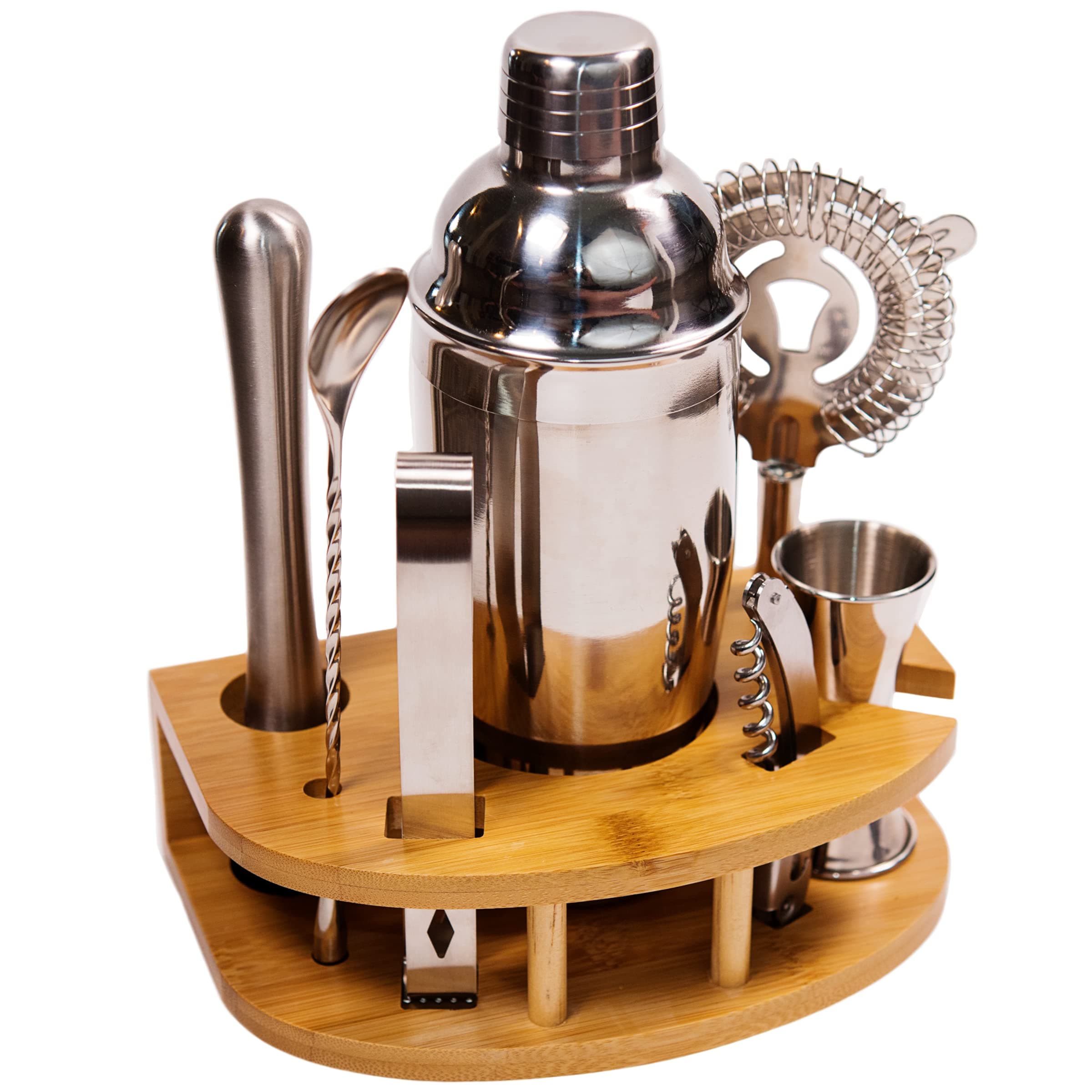Stock Harbor 8 Piece Mixology Bartender Kit with Stand, Cocktail Shaker Set, Bar Set, Cocktail Kit, Stainless Steel