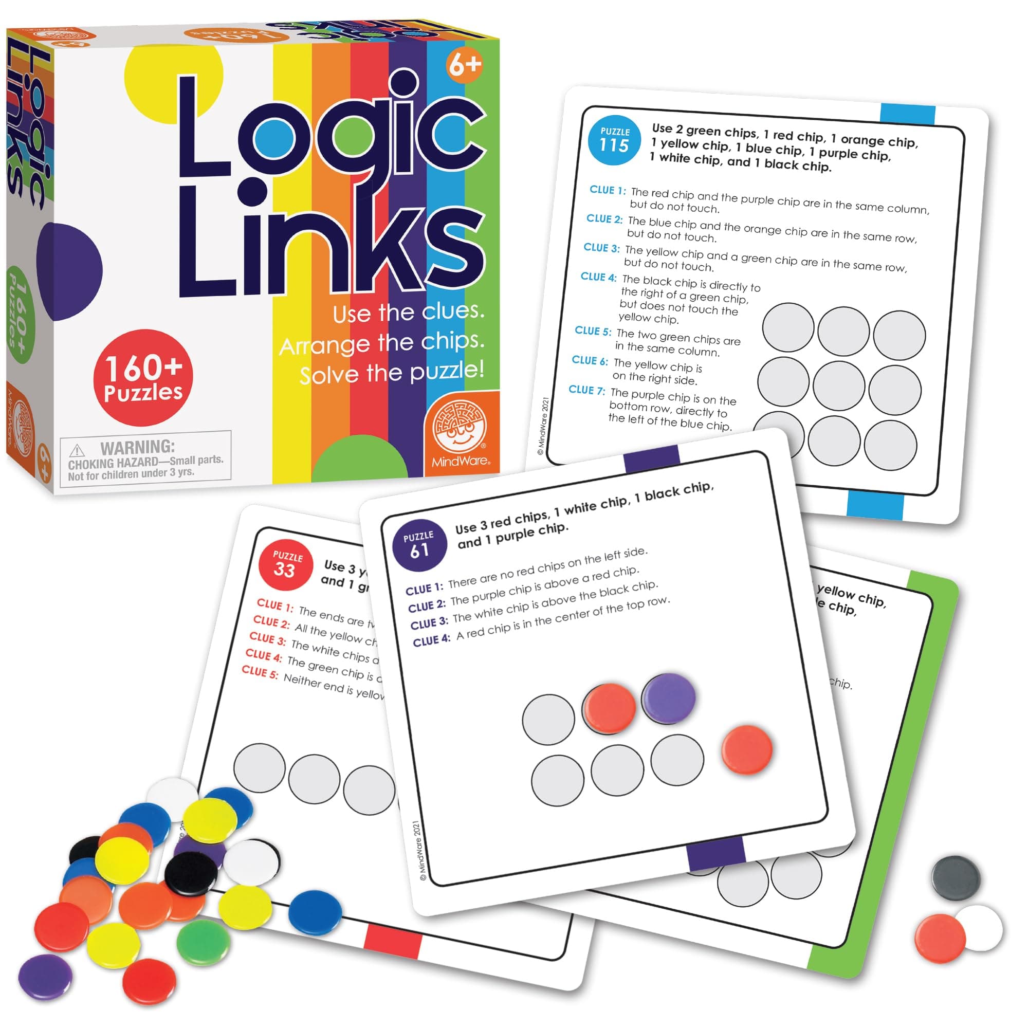 Mindware | Logic Links | Brainteaser Puzzles | Ages 6+ | 1 Player
