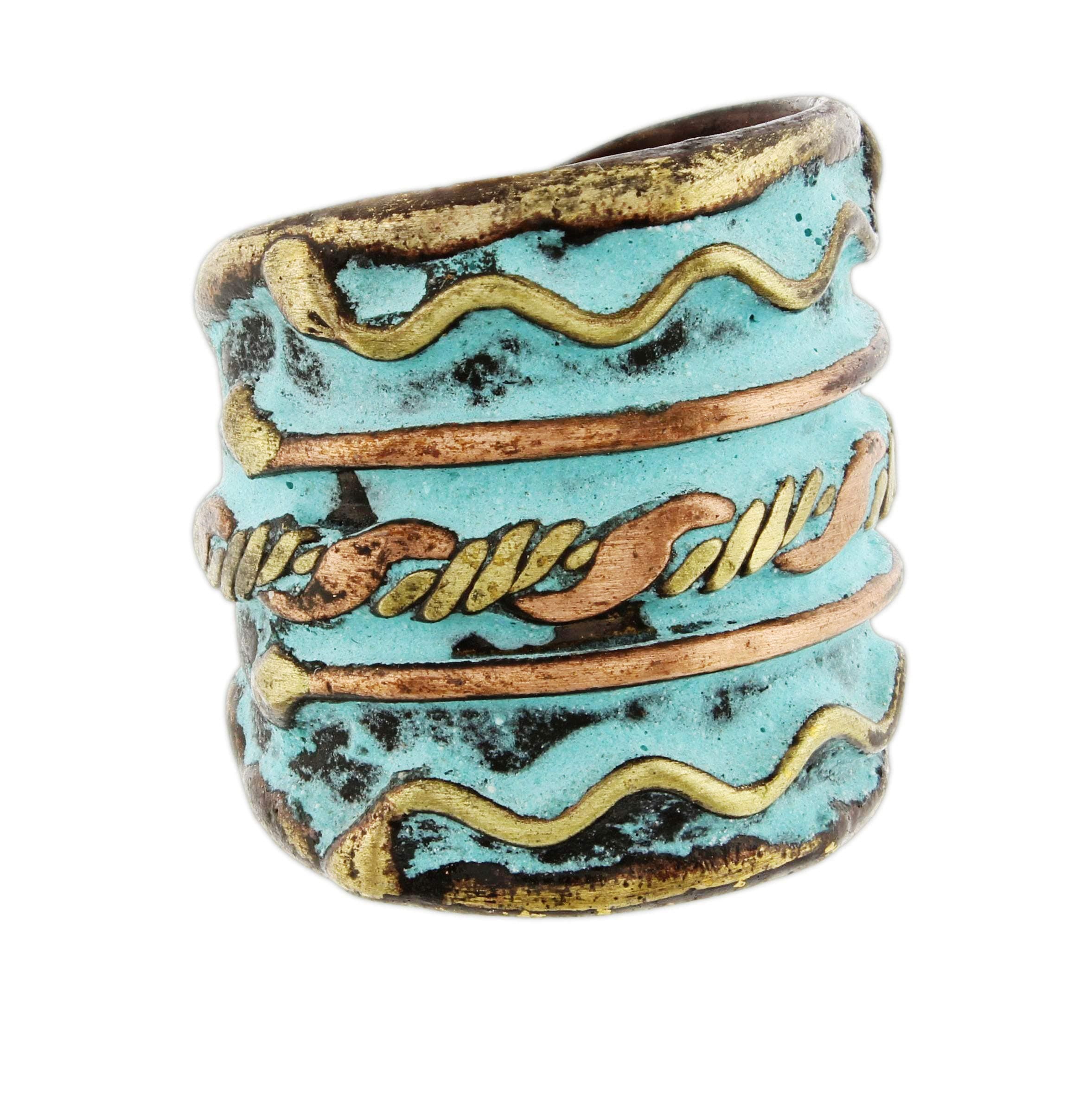 Anju Patina Cuff Ring Welded Mixed Metal Design (Adya)