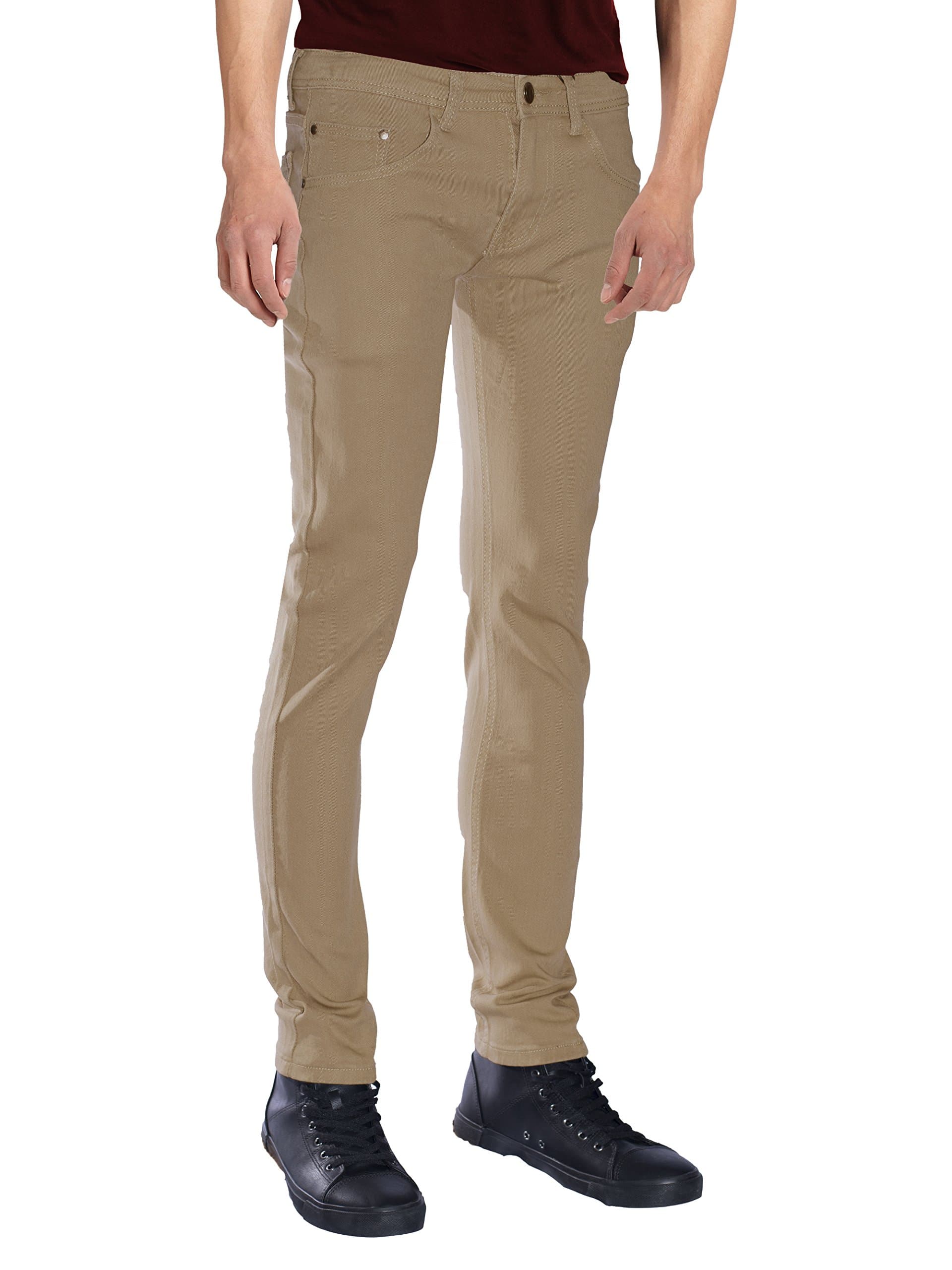 Seven Souls Mens Basic Casual Color Skinny Stretch Cotton Twill Pants