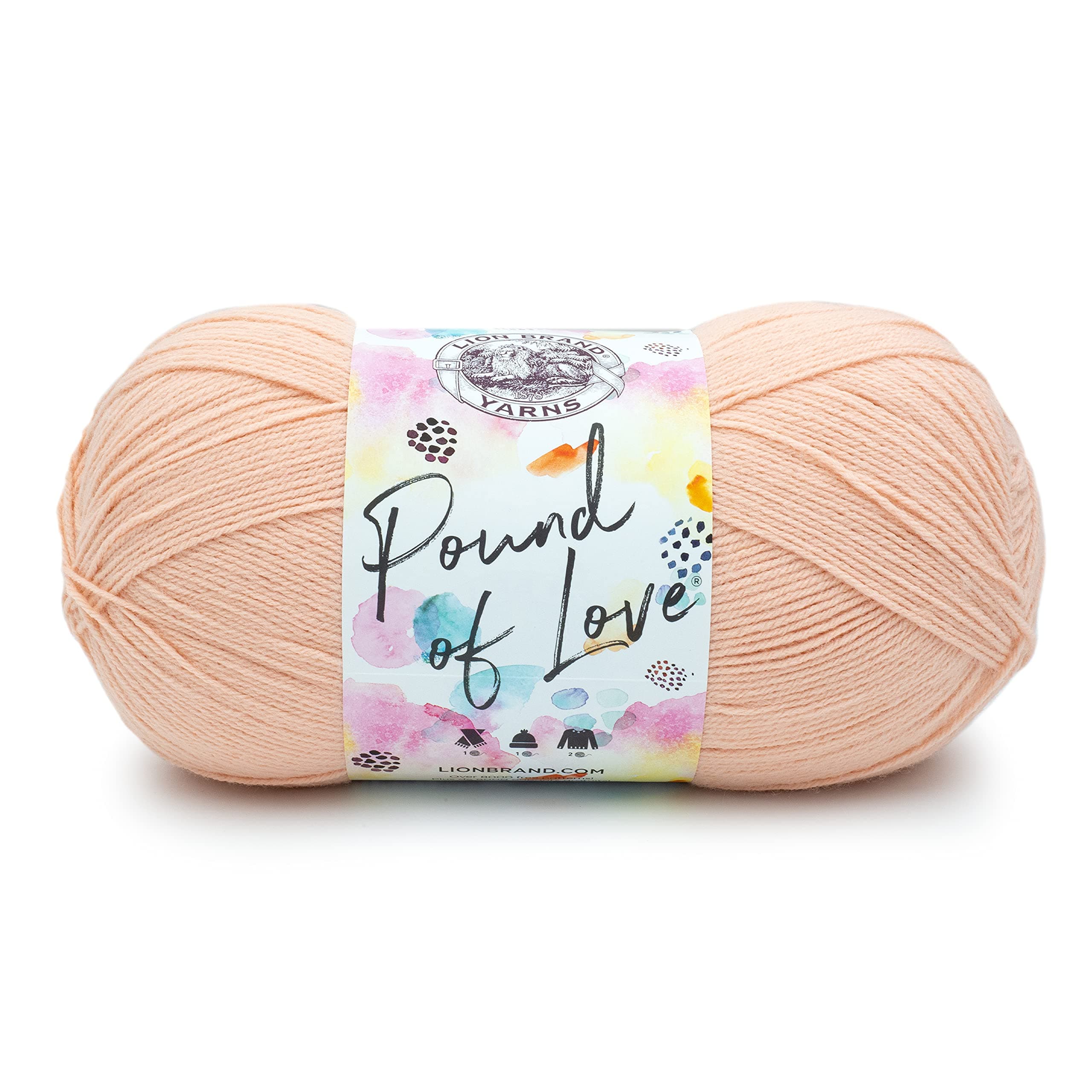 Lion Brand Yarn Pound of Love, Large Value Yarn for Knitting, Crochet, and Crafts, Pink Salt, 1 Pack