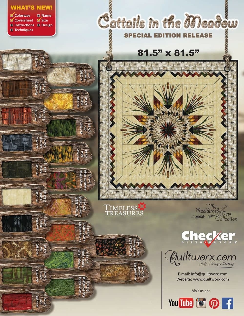 Cattails in the Meadow Special Edition Release Foundation Paper Pieced 81.5in x 81.5in Quilt Pattern