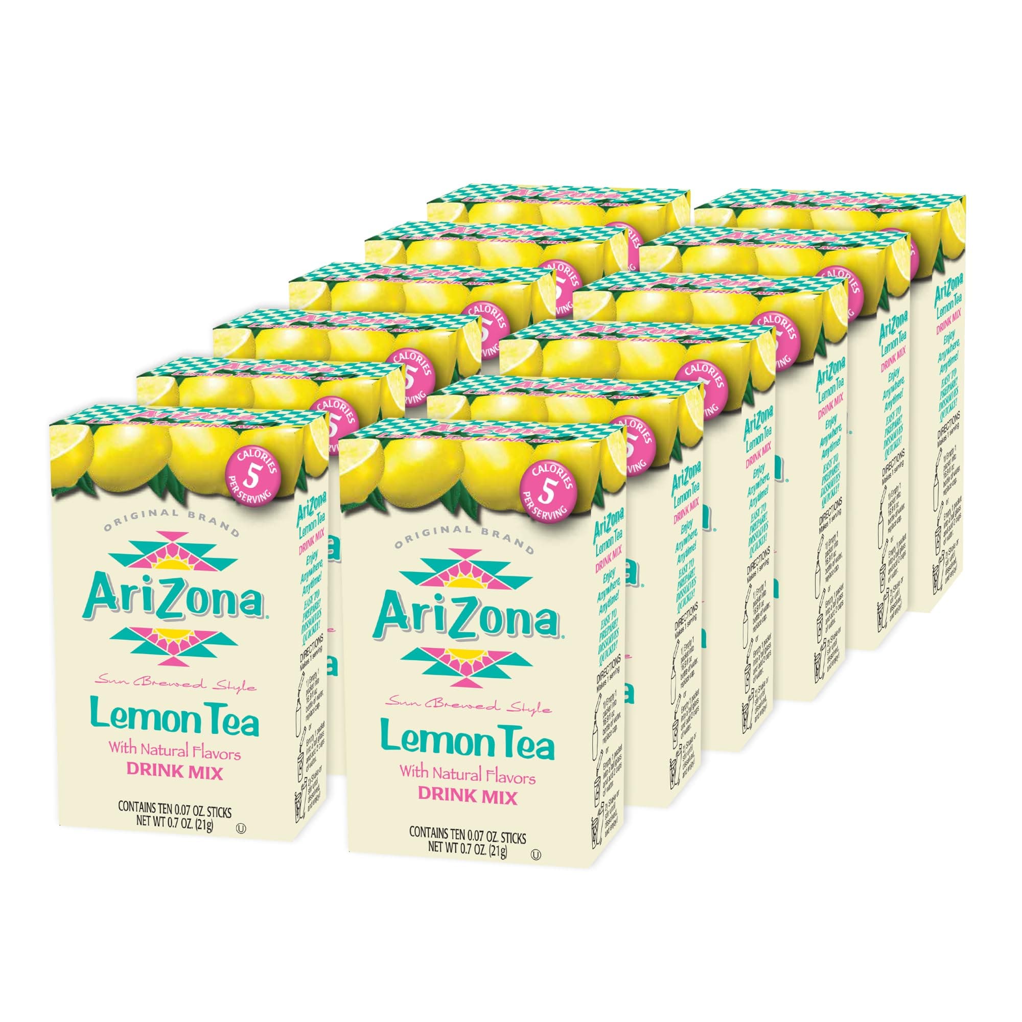 AriZona Lemon Tea - On-the-Go Powdered Drink Mix, 0.07oz 120 Count - 10ct Boxes (Pack of 12)