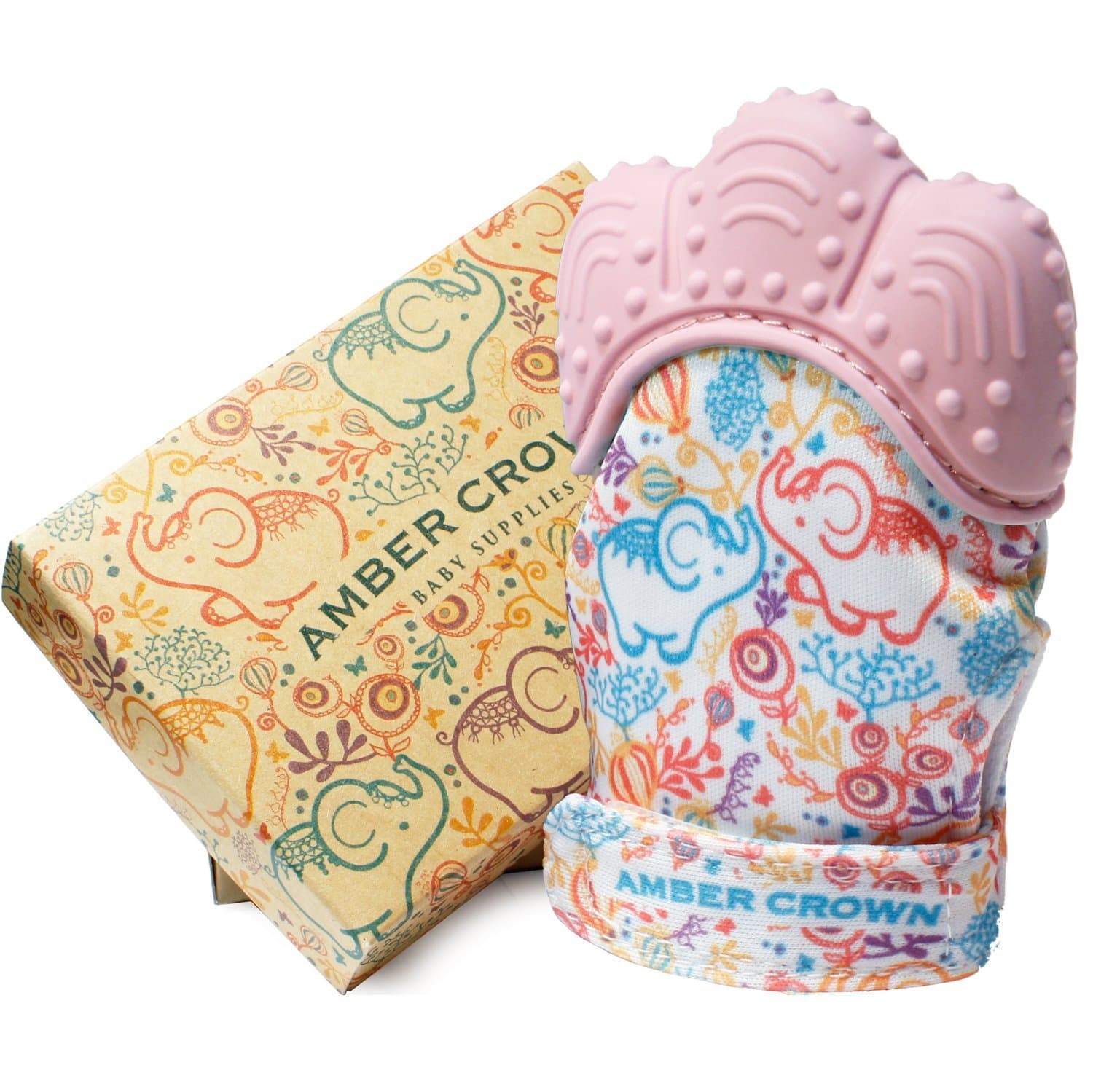 Amber Crown Teething Mitten for Babies (1 pc, Pink Color)