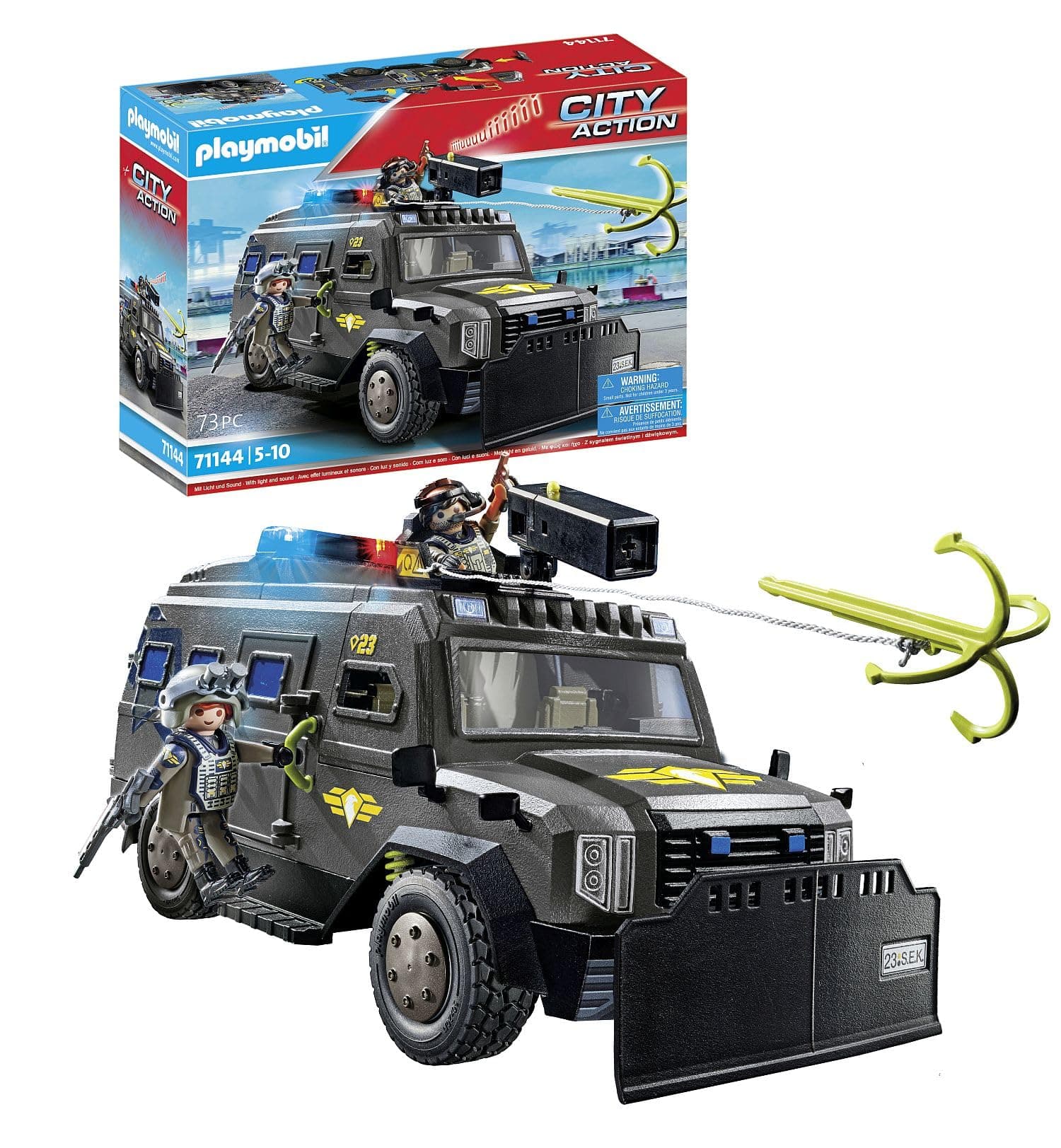 PLAYMOBIL City Action SWAT Off-Road Vehicle with Light and Sound Toy for Children from 5 Years 71144