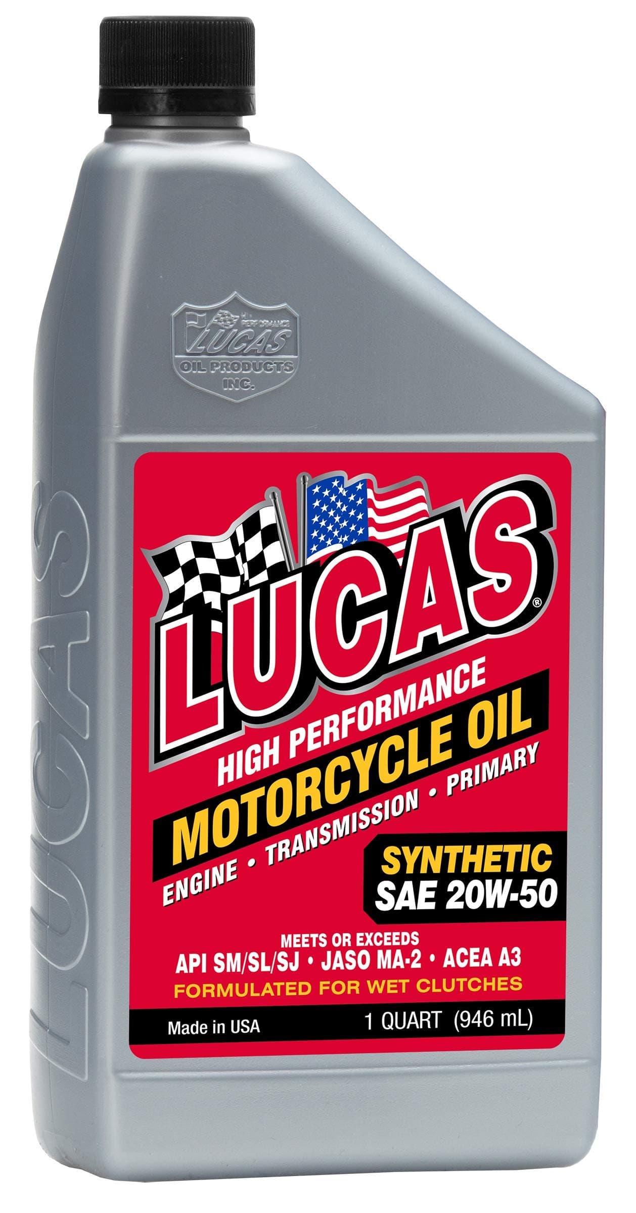 Lucas Oil 10702-PK6 High Performance Synthetic 20W-50 Motorcycle Oil - 1 Quart Bottle - Pack of 6