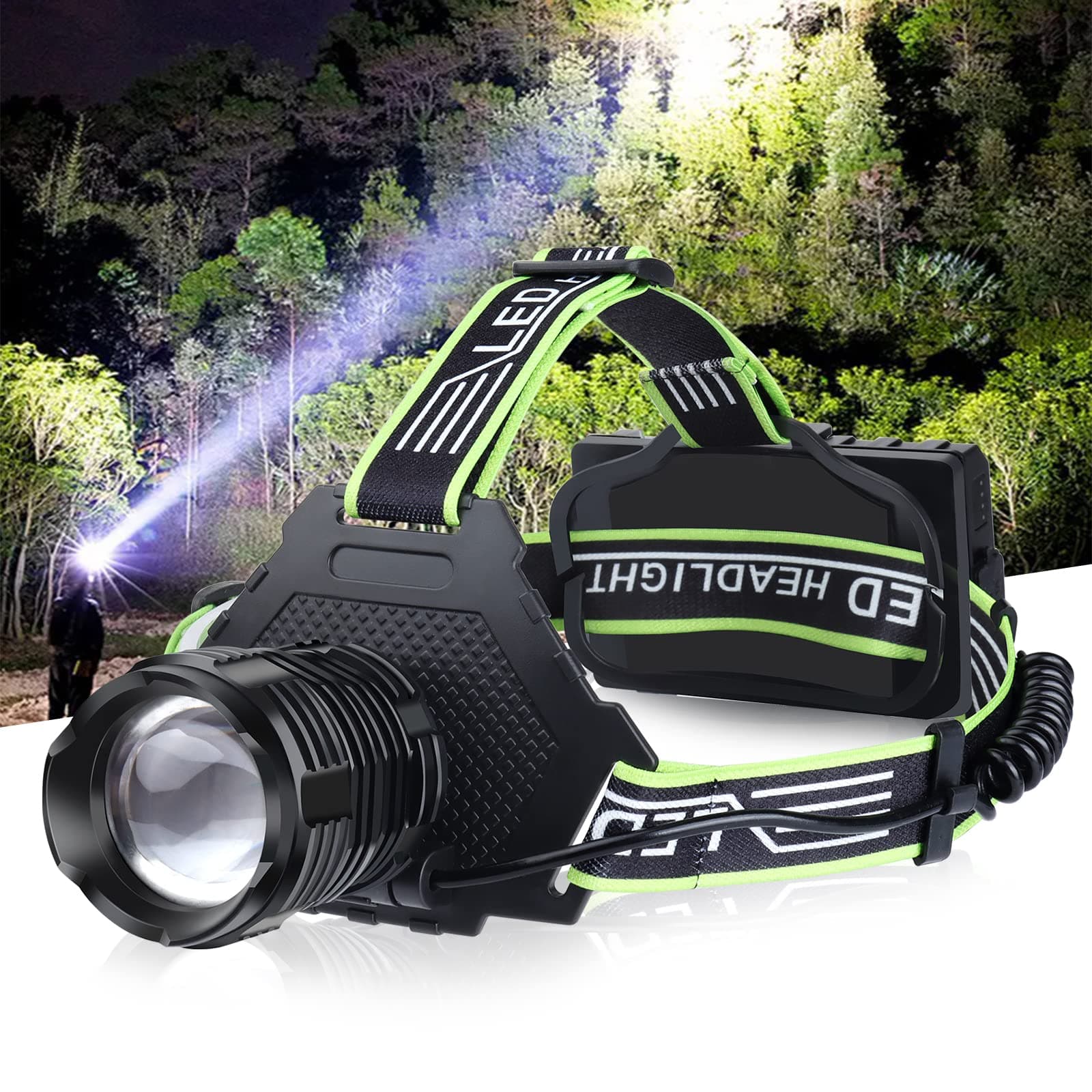 - Rechargeable LED Headlamp, 1000 Lumens Super Bright Headlamp Flashlight with Motion Sensor, 8 Modes, 135°Adjustable, IPX7 Waterproof Head Lamp for Camping, Running, Climbing, Hiking
