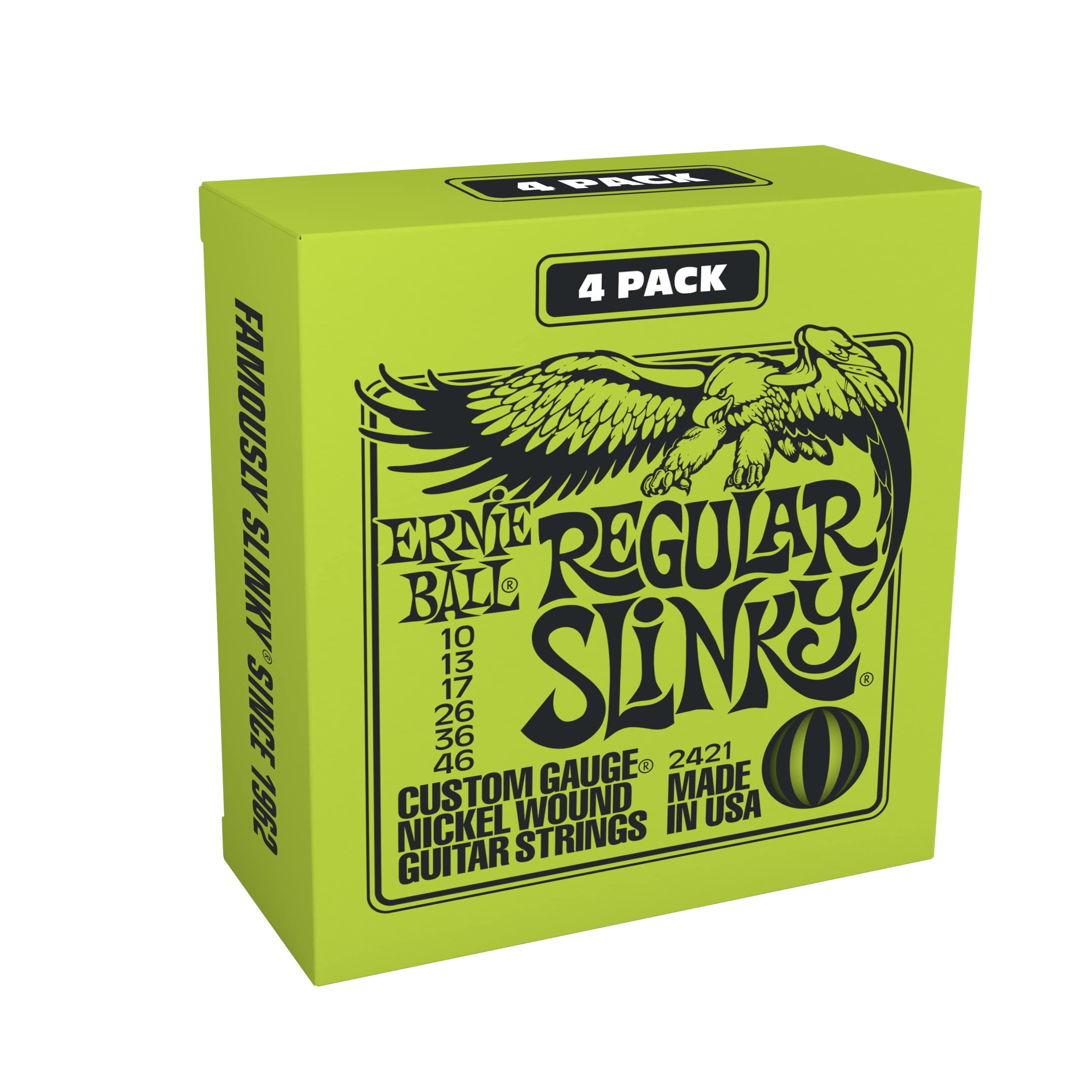Ernie Ball Regular Slinky Nickel Wound Electric Guitar Strings 4 Pack - 10-46 Gauge (P02421)