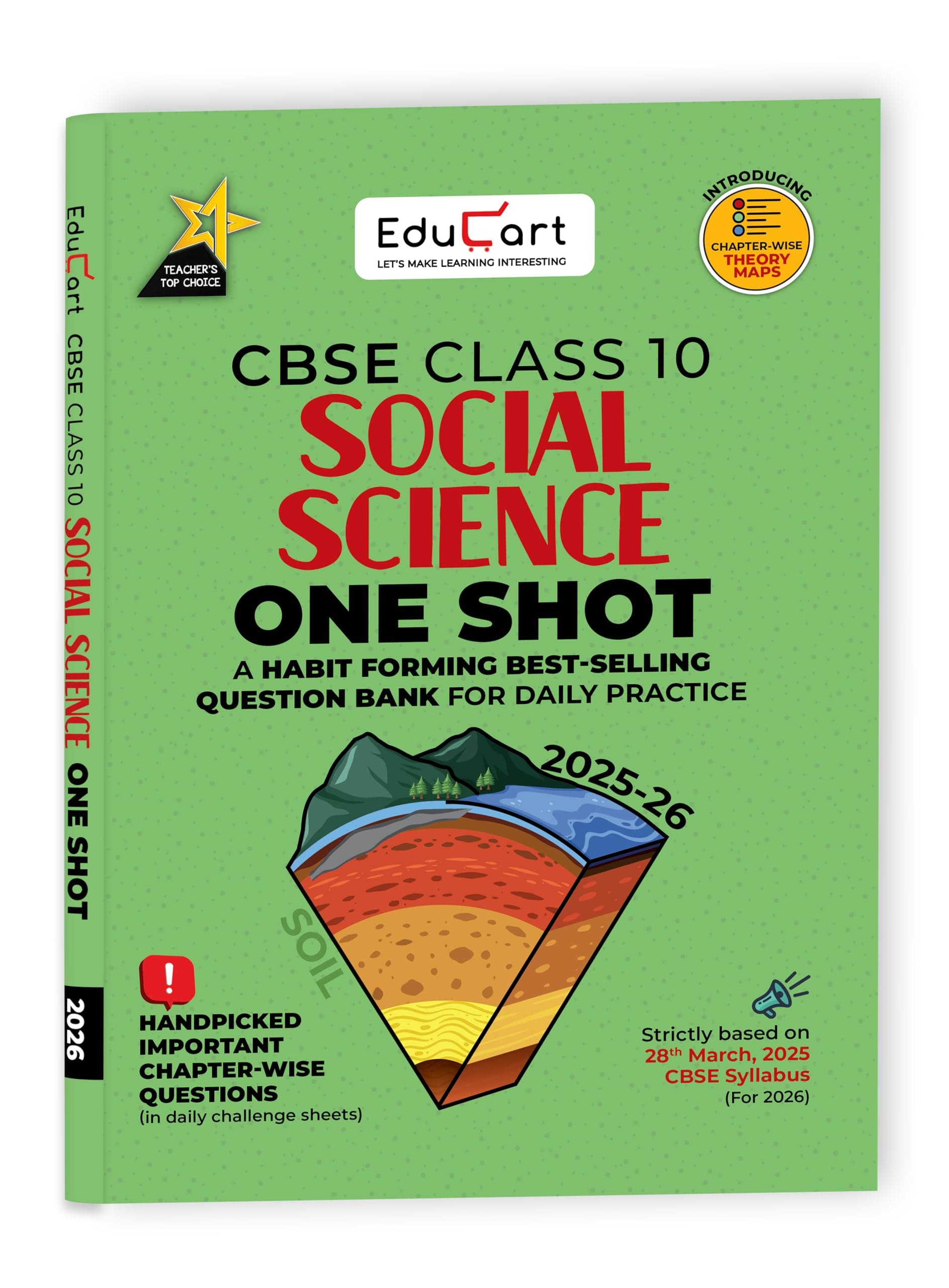 Educart One-shot Social Science CBSE Class 10 Question Bank 2025-26 on new Syllabus 2026 (Strictly for Boards Exam)