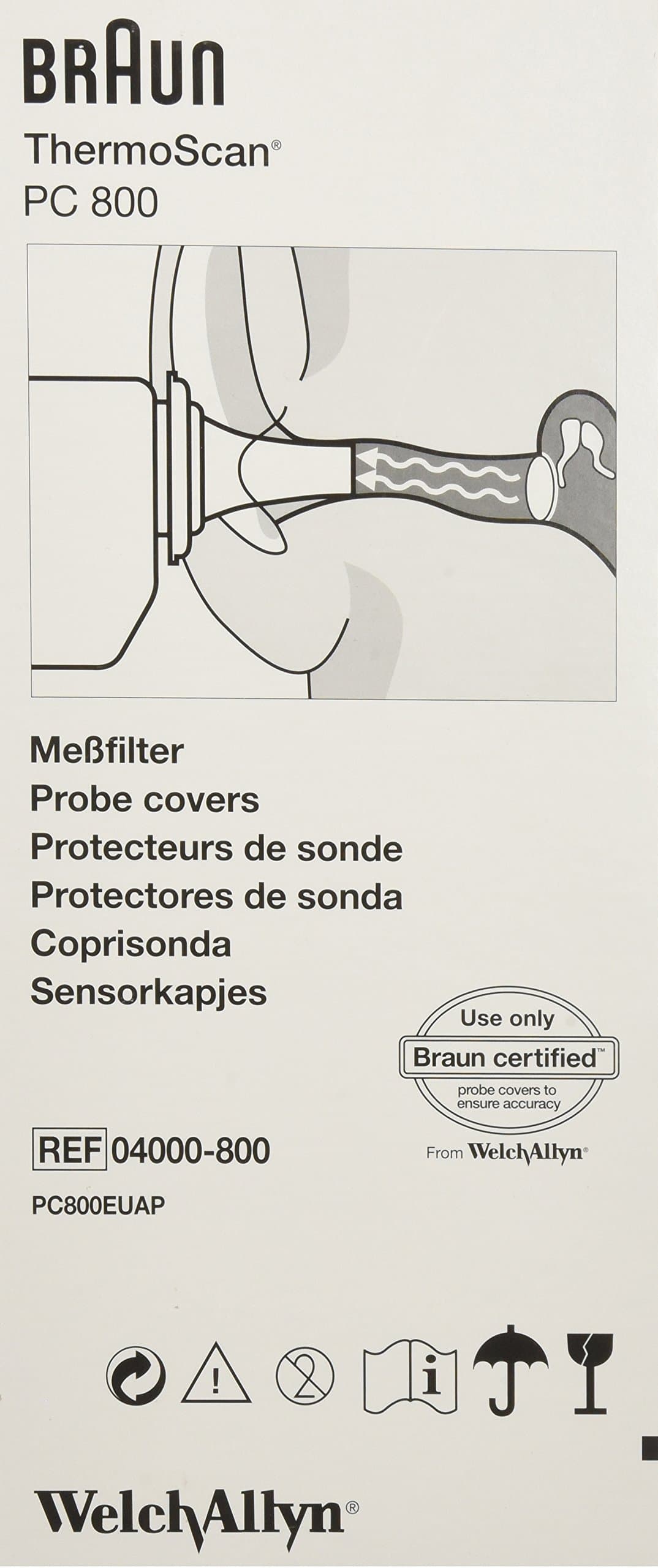 Welch Allyn ThermoScan Pro Series Thermometers Probe Covers, 800/Case