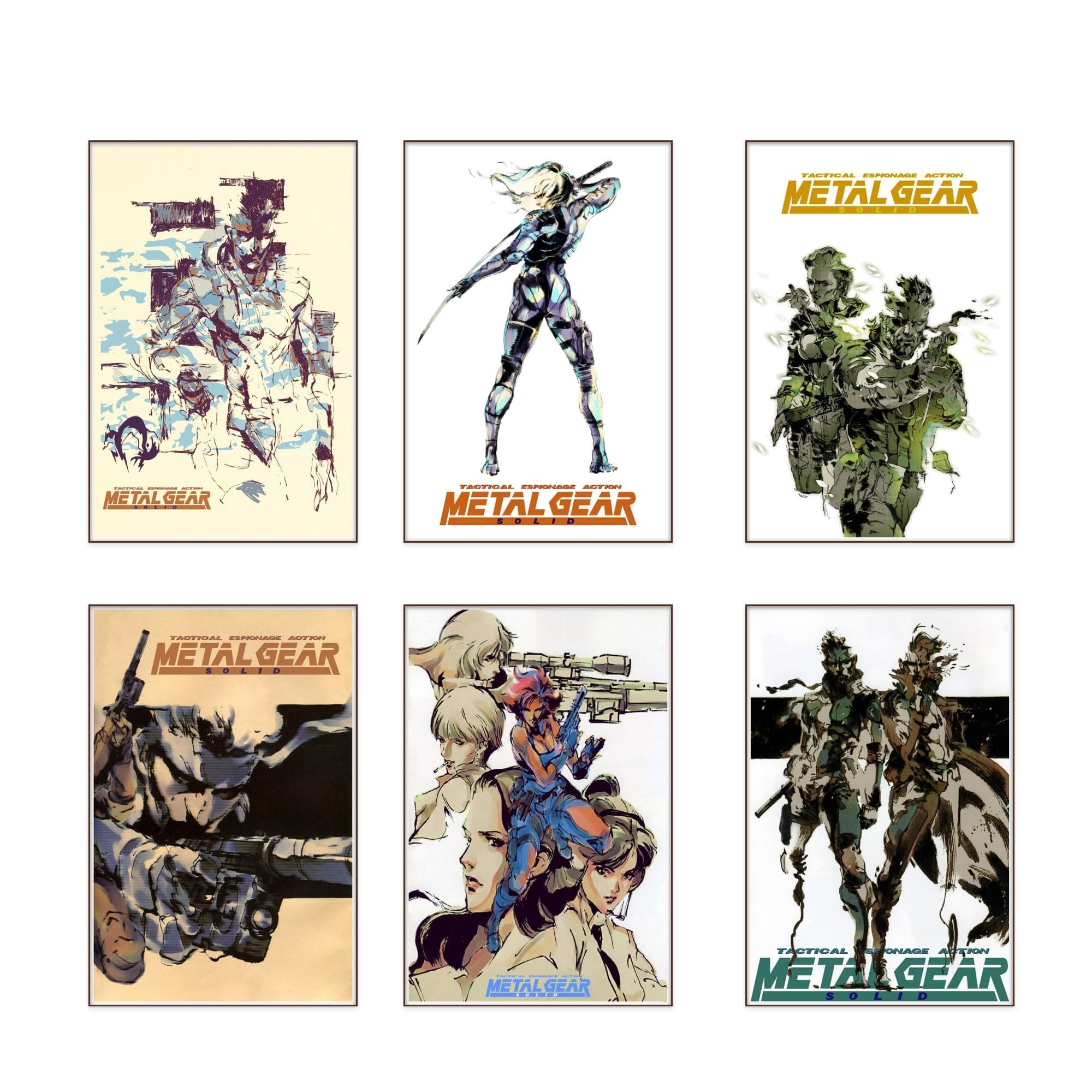 Ouroboros Art & Design - MGS - Metal Gear Solid Posters Gaming Room Decor - Solid Snake - Liquid Snake - Meryl Silverburgh - 6 Pieces - 8x12'' Inch - Unframed, Large