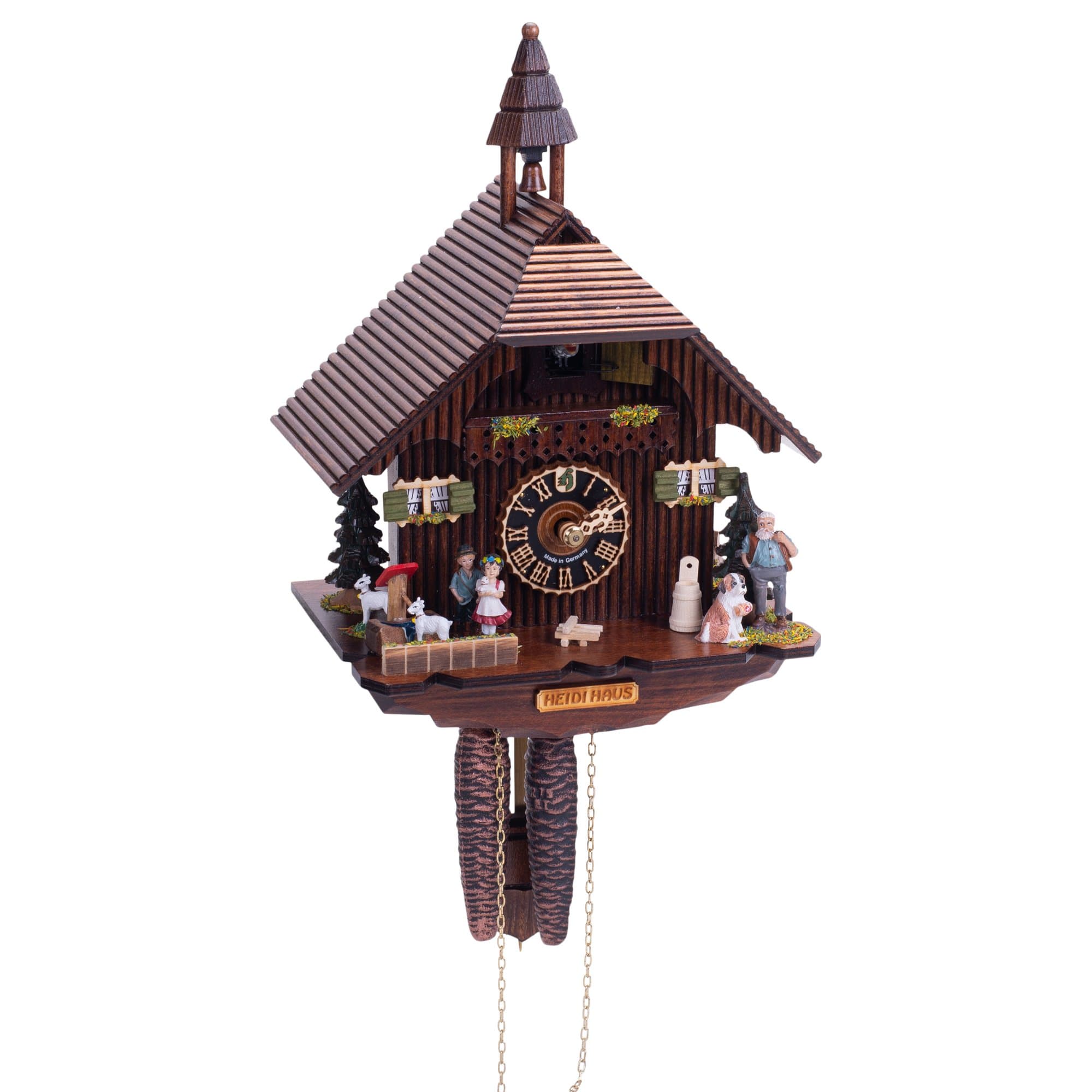 Heidi Haus Chalet 8.5 x 10 Inch Handmade Italian Wood Wall Hanging Cuckoo Clock
