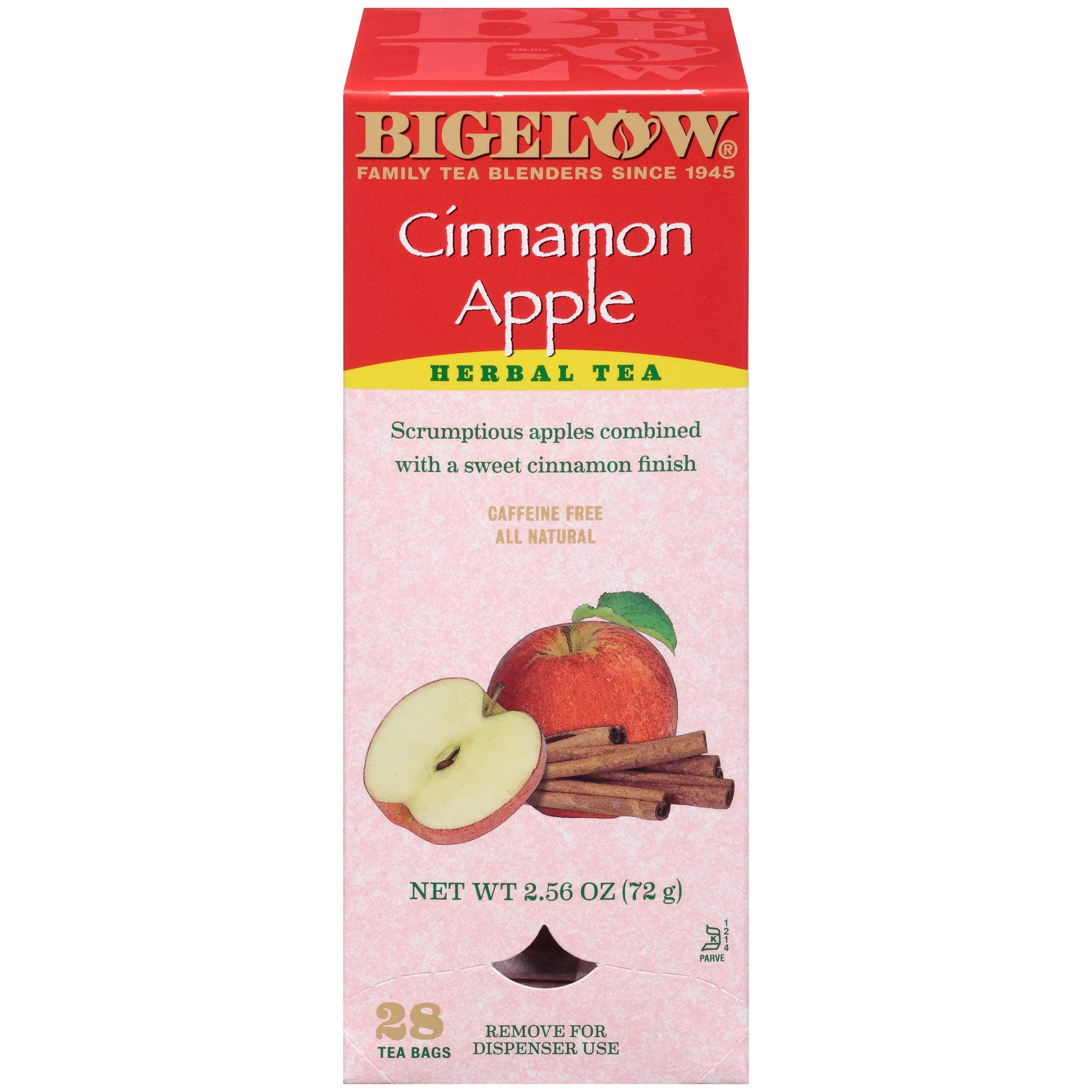 Bigelow Cinnamon Apple Herb Tea (Box of 28), Red & Pink Box,
