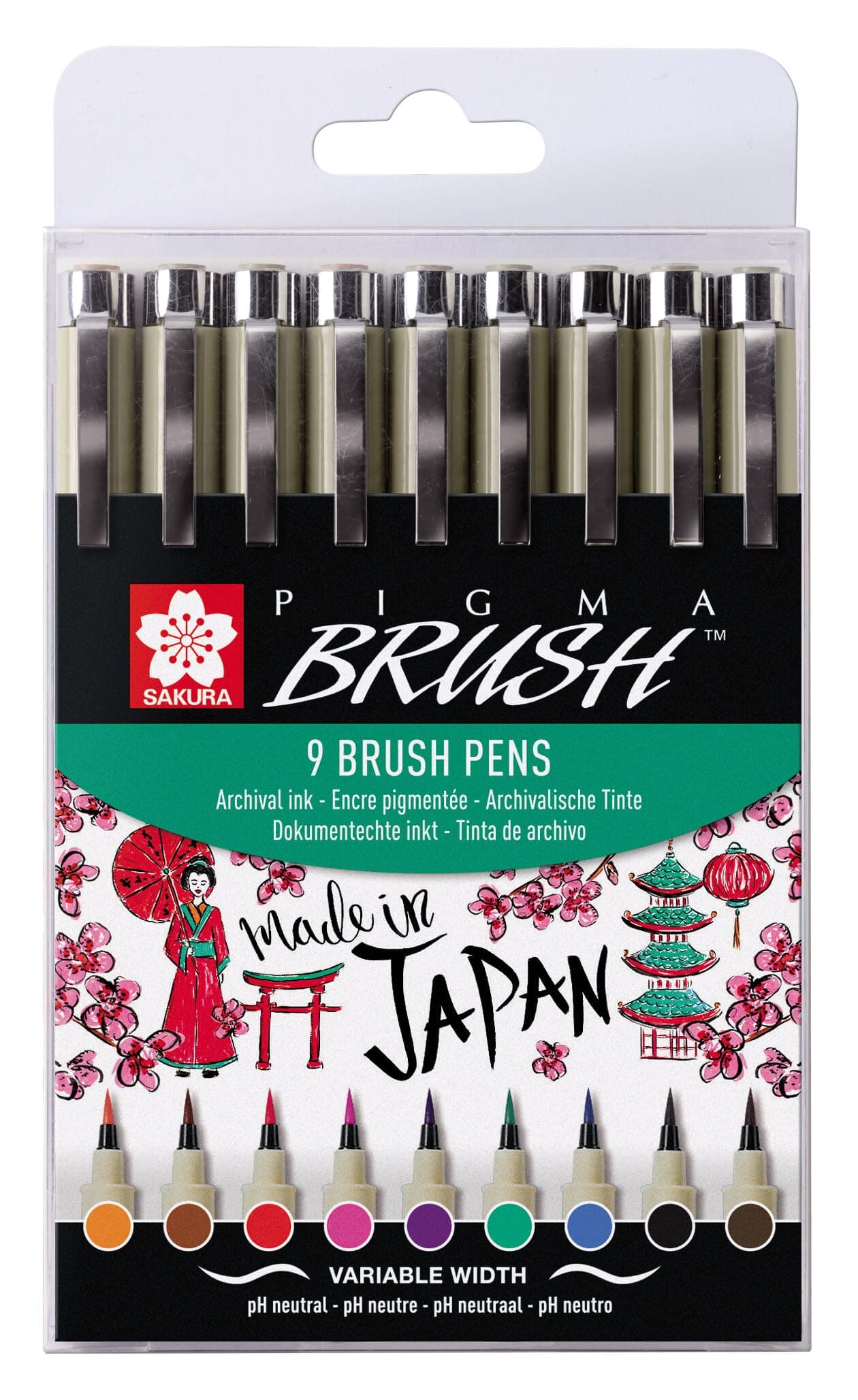 Pigma Brush Pens - Set Of 9