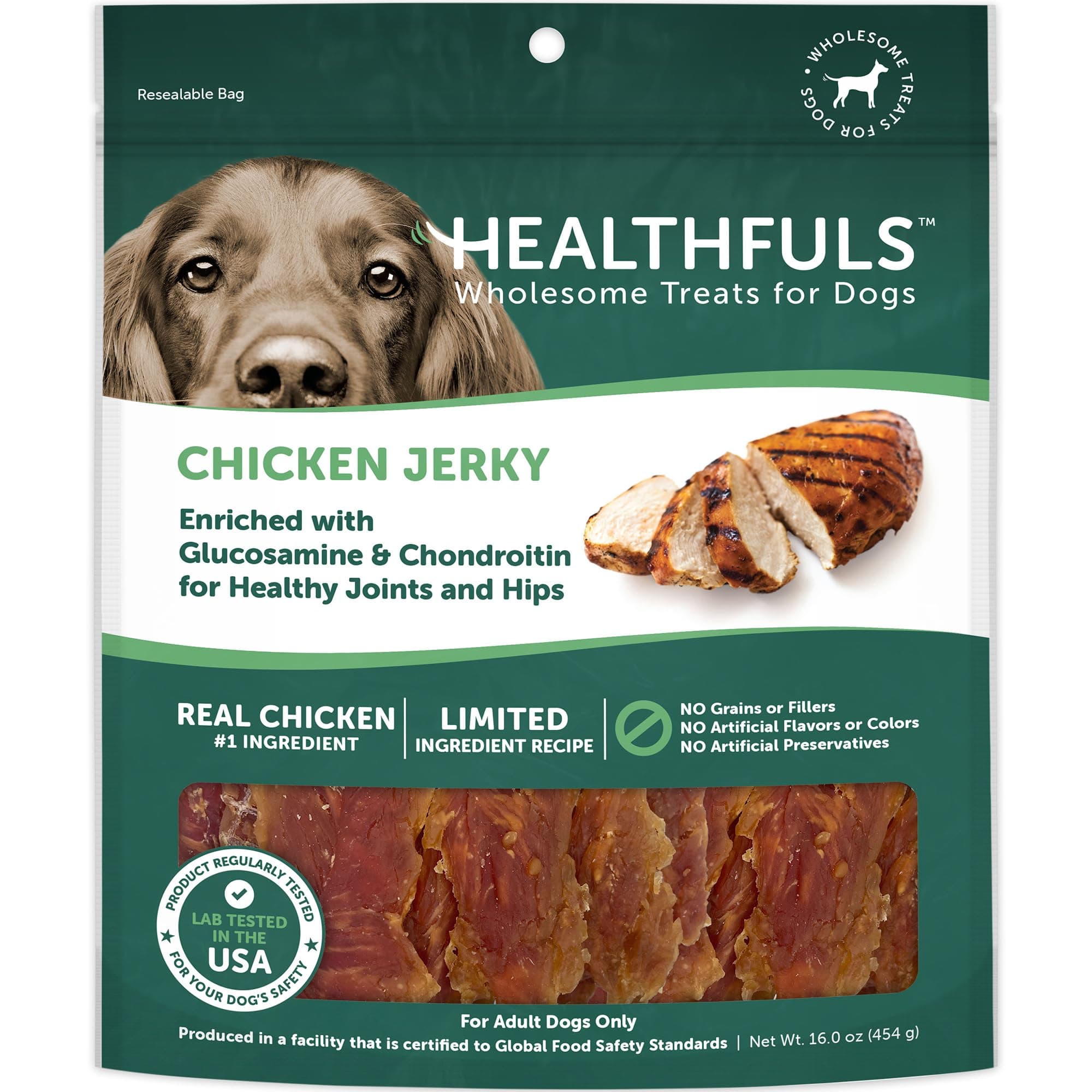 Healthfuls Chicken Jerky Dog Treats with Glucosamine & Chondroitin, 16oz