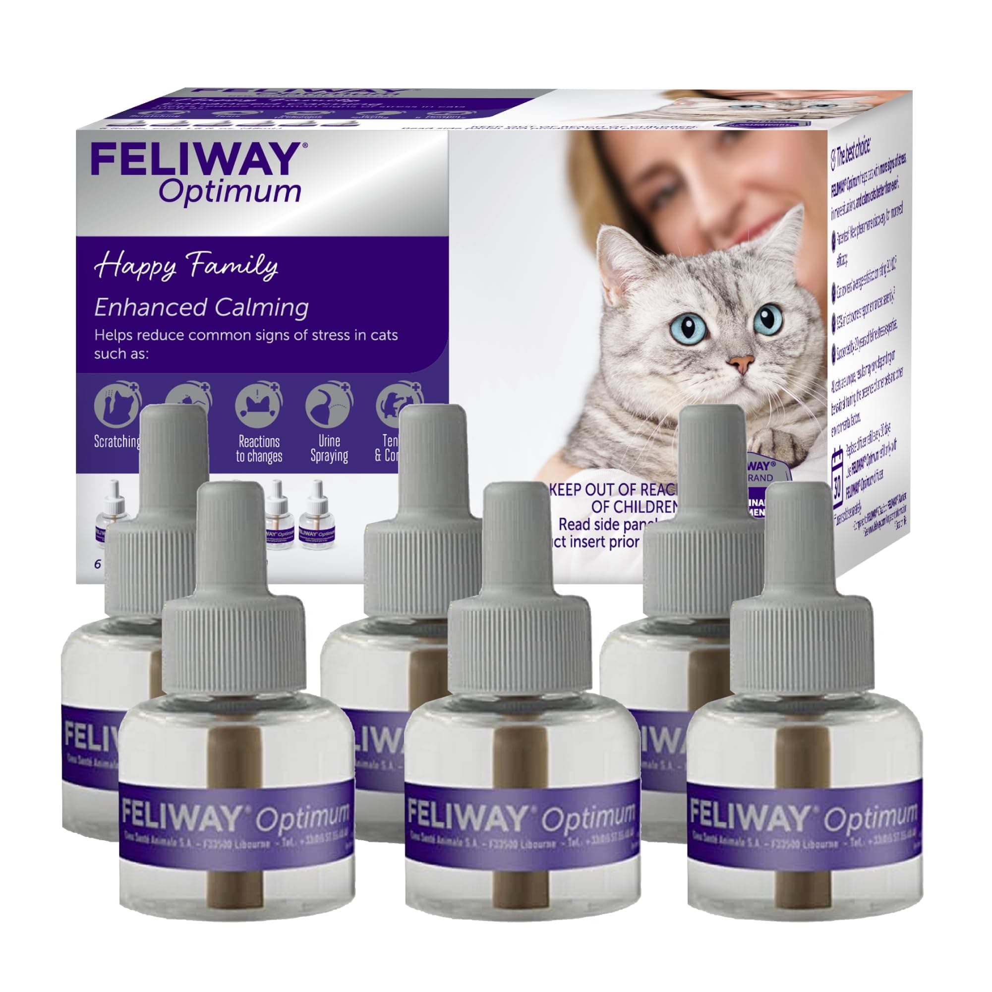 Feliway Optimum Replacement Liquid for Cats, Prevents Marking of Urine, 6 Pieces, Direct Delivery Overseas and Parallel Import Products