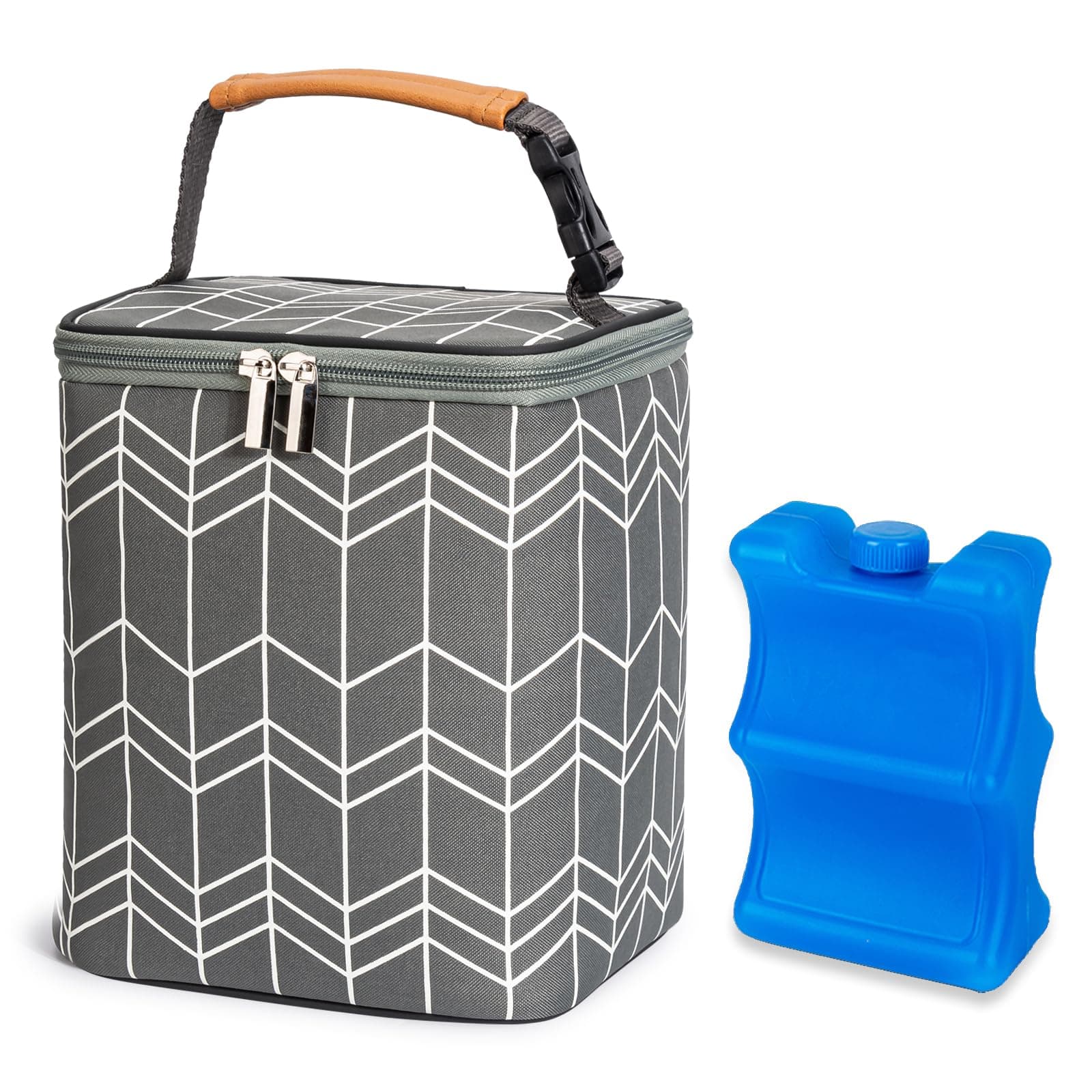 BreastMilk Cooler Bag with Ice Pack Fits 4 Baby Bottles Up to 9 Ounce, Large Baby Bottle Bag Fits for Nursing Mom Daycare