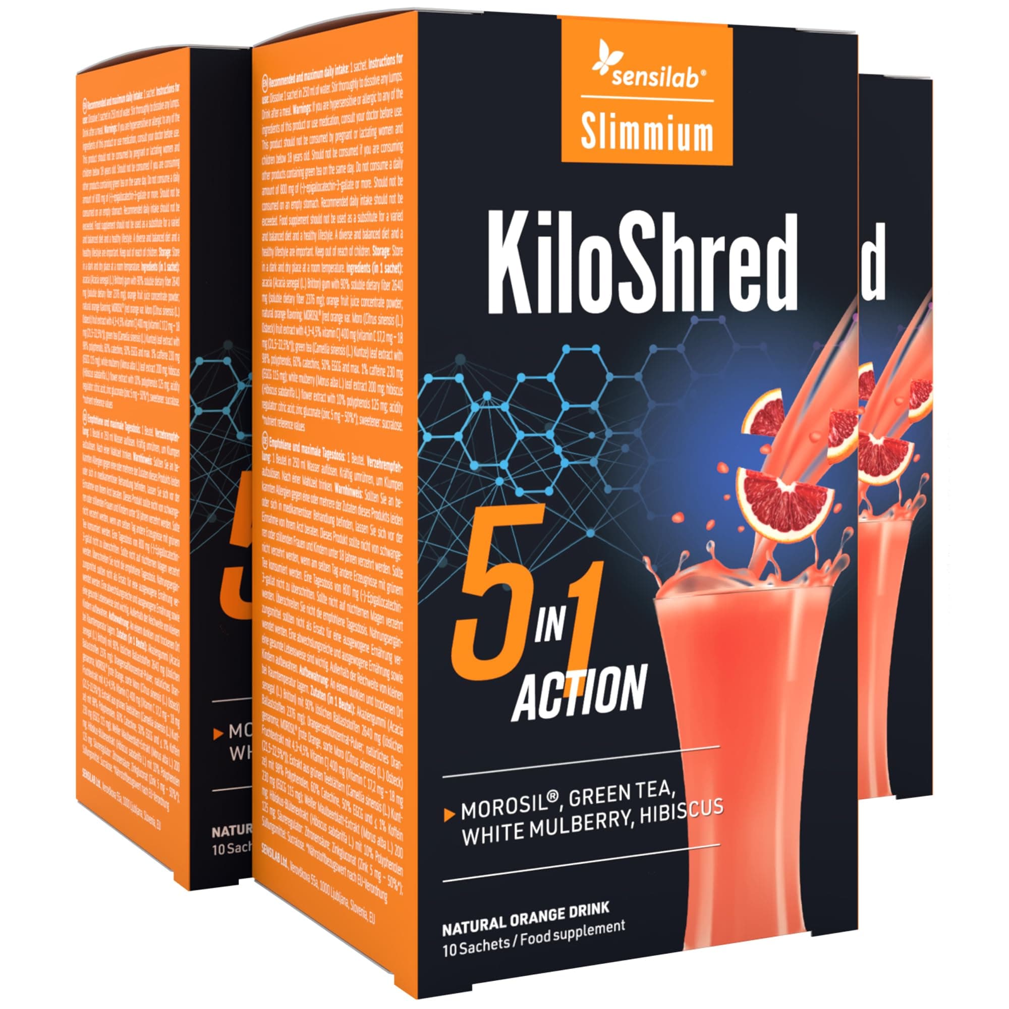 Morosil, Green Tea, White Mulberry Extract, Hibiscus, Vitamin C & Zinc – 30-Day Supply, Sensilab Slimmium KiloShred