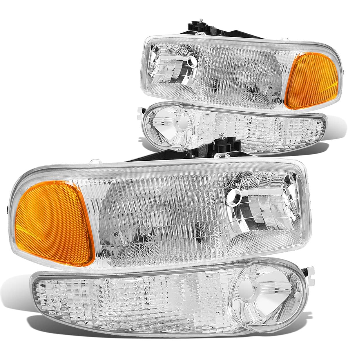 DNA MOTORING HL-OEM-DAN99-4P OE Style Replacement Headlight+Bumper Lamp Compatible with 01-06 Sierra/Yukon Denali, White