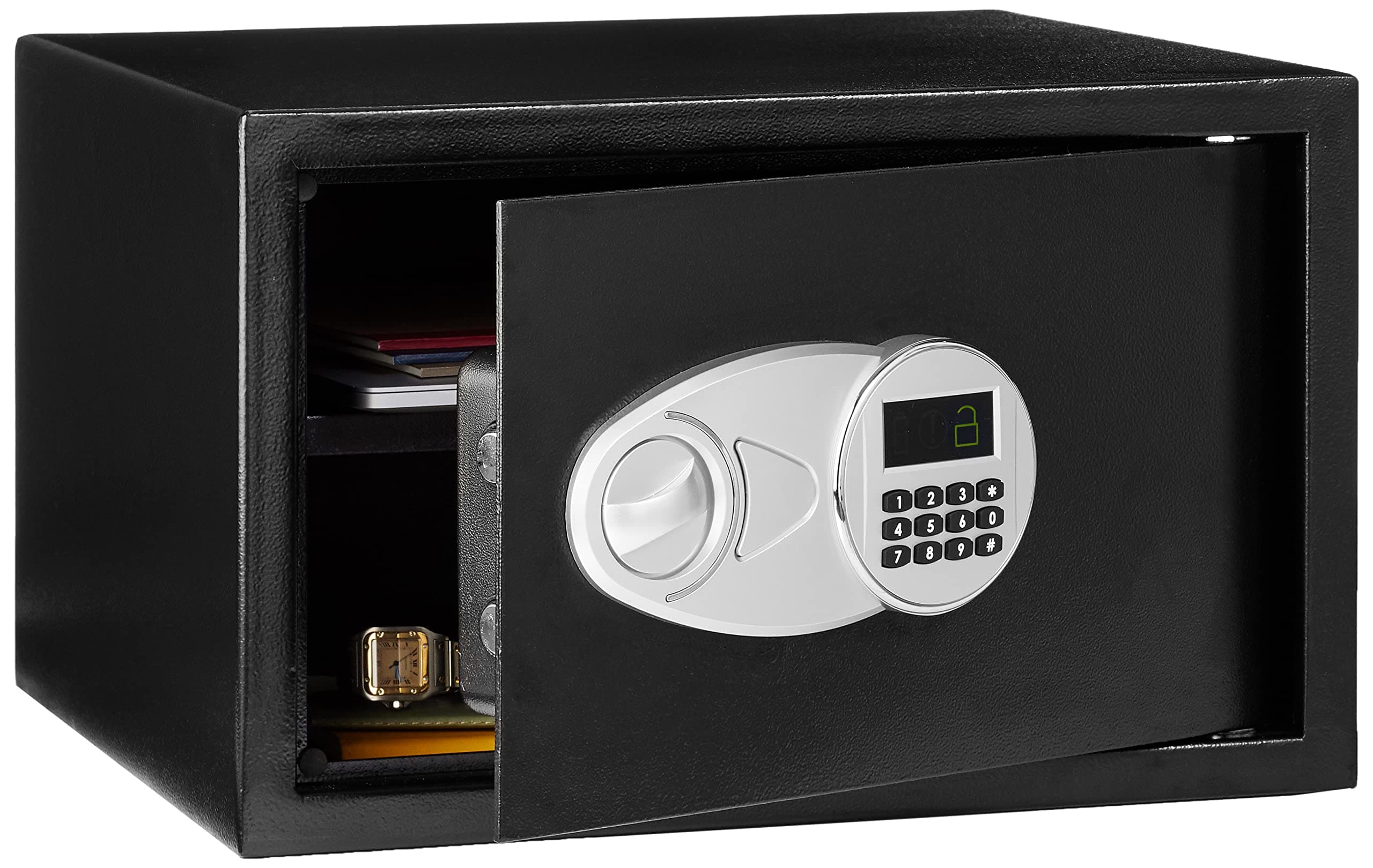 Steel Security Safe with Digital Keypad - Secure Money, Cash, Jewelry, ID Documents, 34 Litres, 43 cm W x 37 cm D x 27 cm H, Black