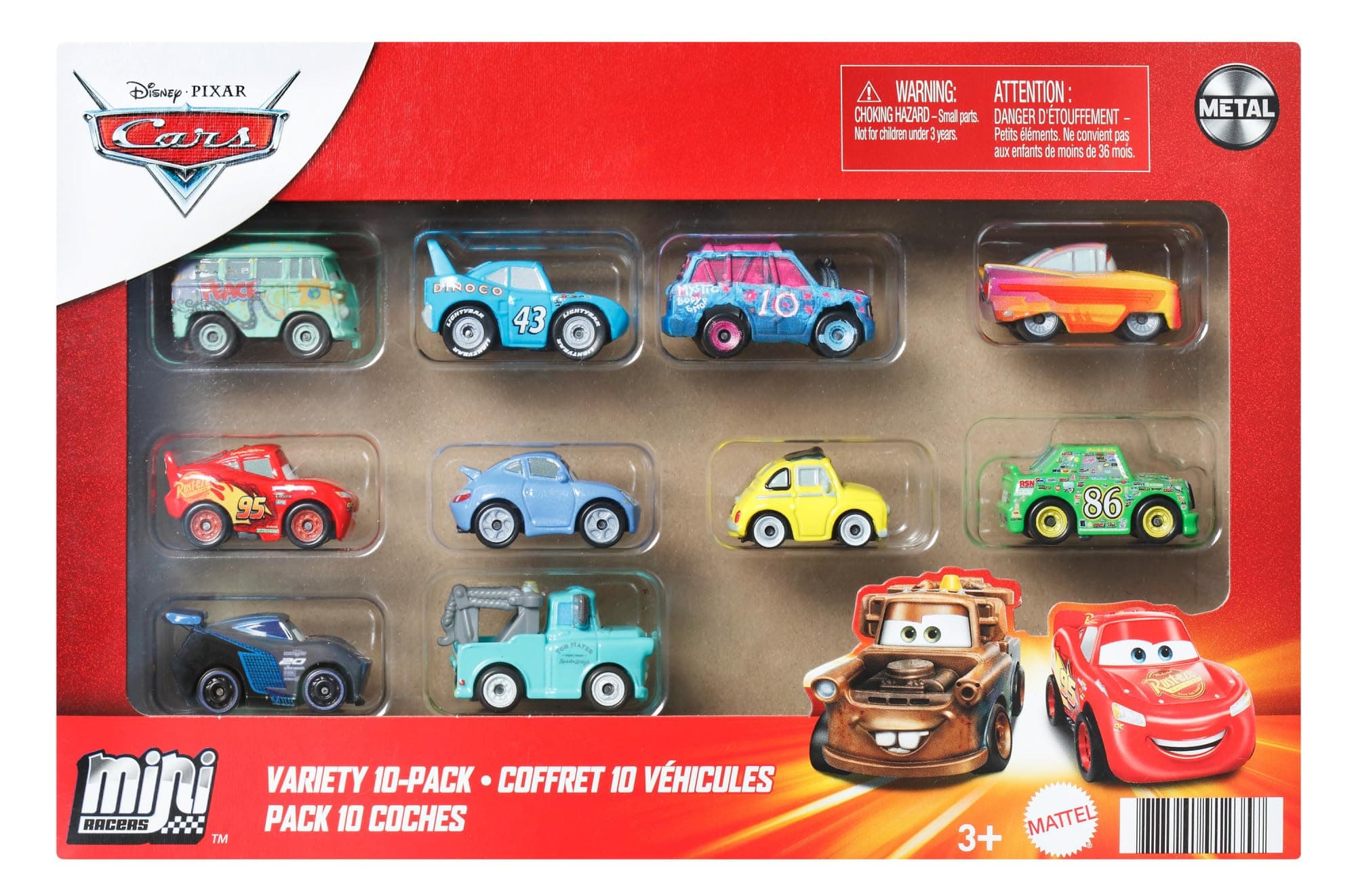 Disney Pixar Cars Mini Racers 10 Pack of Collectible Toy Vehicles for Kids & Collectors Ages 3 Years Old & Up (Amazon Exclusive)