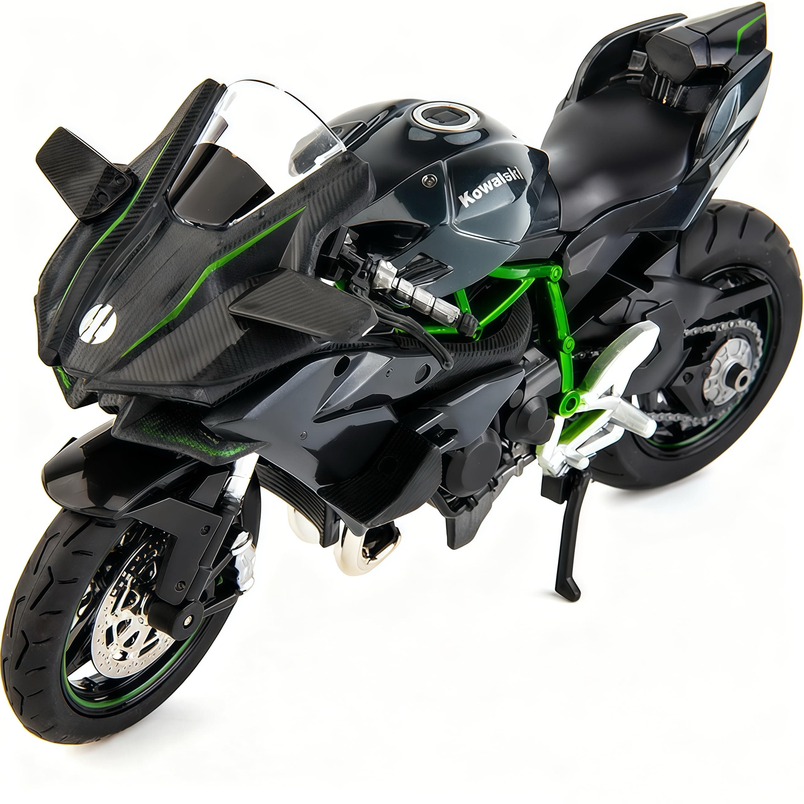 BDTCTK Compatible for 1:12 Kawasaki Ninja H2R Motorcycle Model,Model Motorcycle, Suspension and Free Roller, Toy Car, Motorcycle Collection, Gift Black