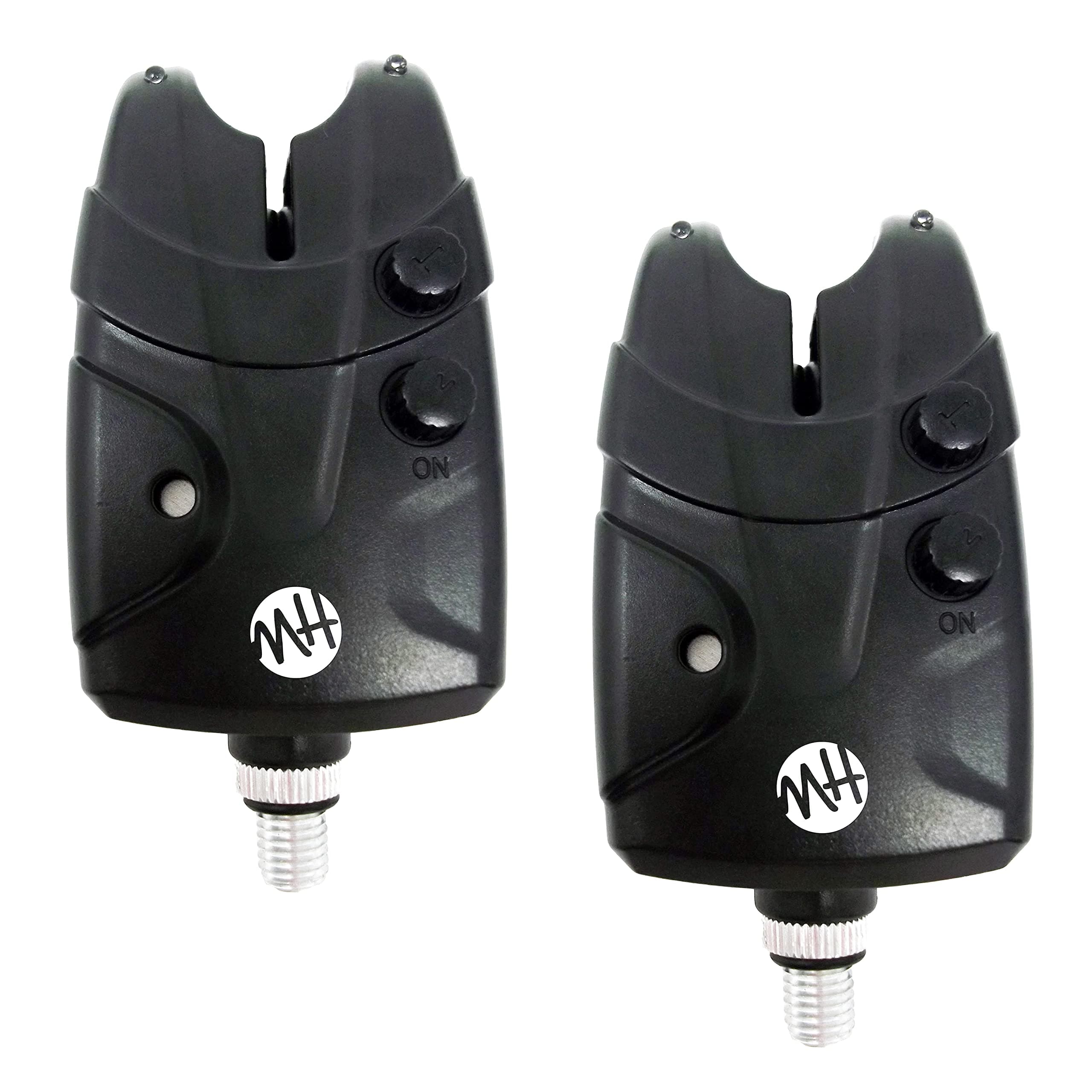 Pack of 2 Water Resistant Multi-function Bite Alarm Carp with LED Lights and Audio Via Speaker Variable Volume & Tone - For Carp, Tench, Bream and Barbel [99-8021], Black