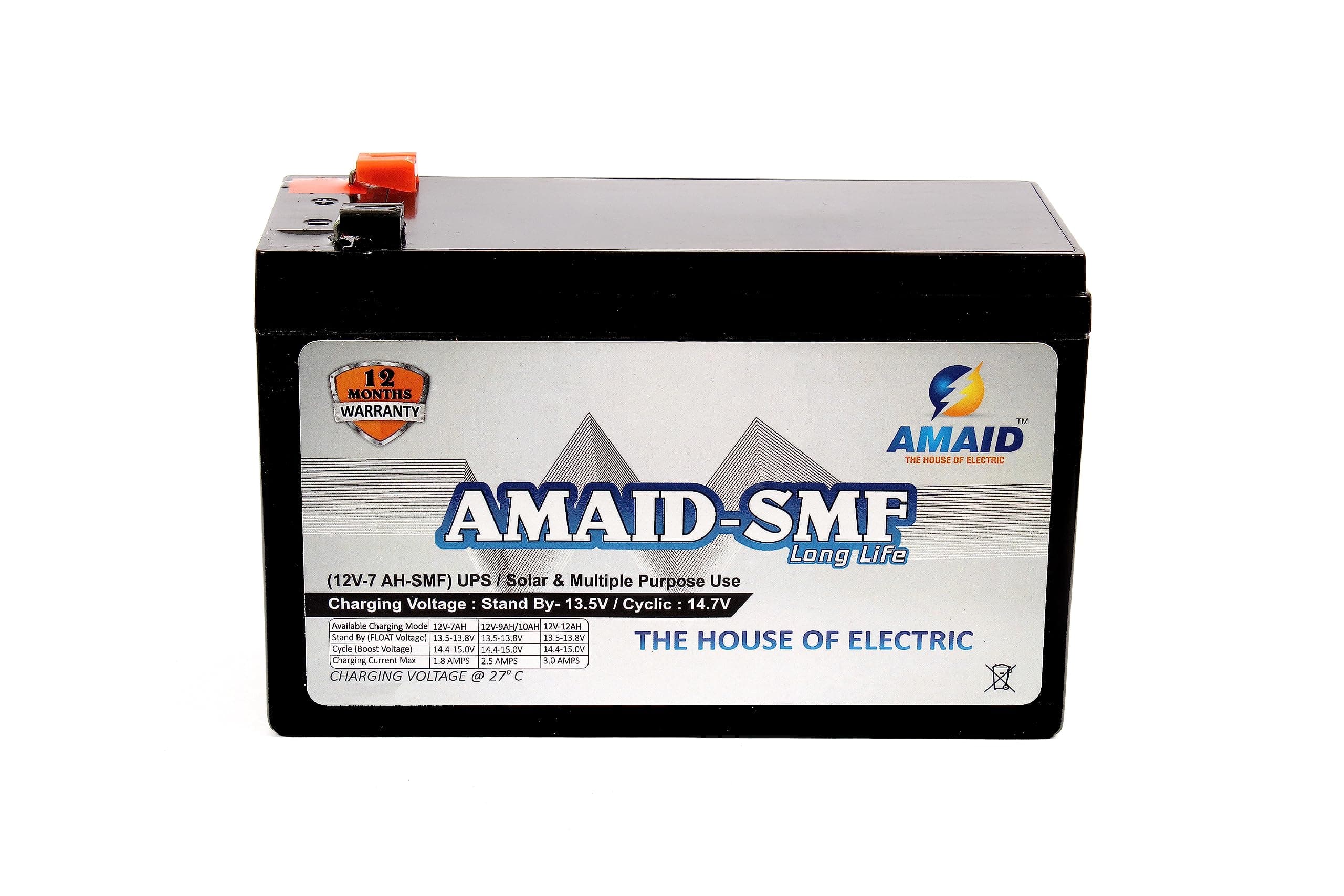 SMF 12V 7Ah SMF UPS-Battery Use for Solar, Ups and Etc. 12 Month Warranty.