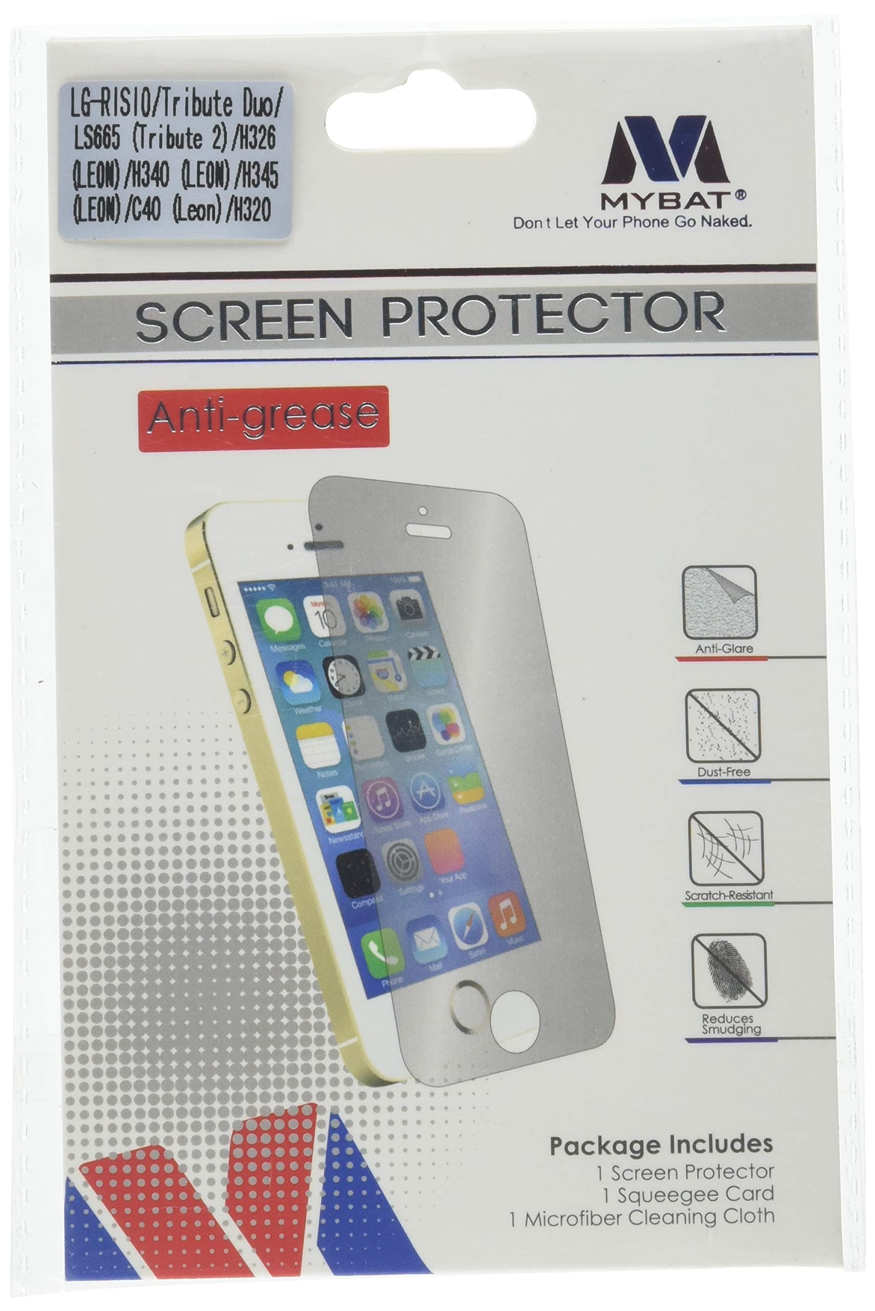 MyBat Anti-Grease LCD Screen Protector for LG C40 Leon/H320 - Retail Packaging - Clear