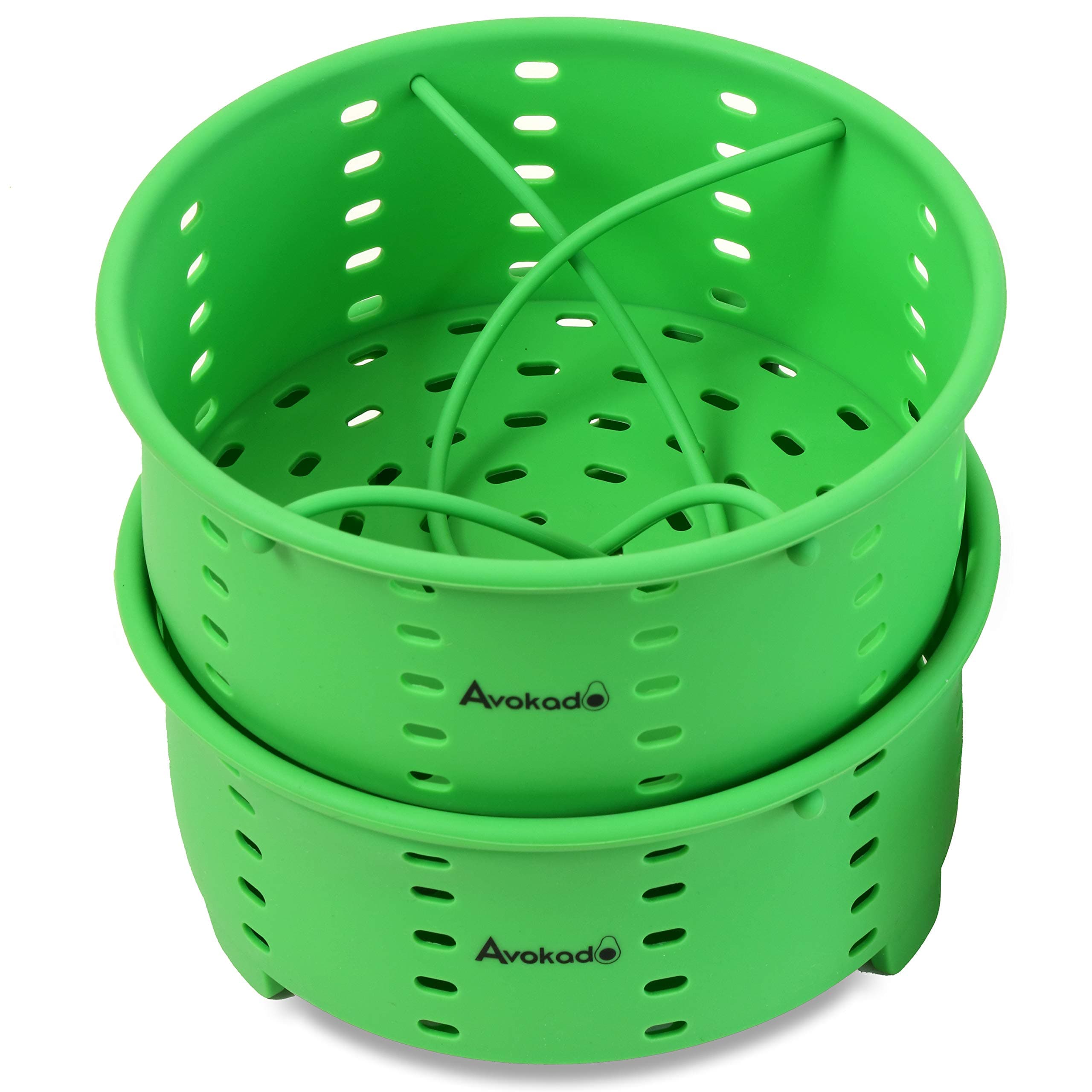 Avokado Stackable Silicone Steamer Basket Accessories with One Insert Divider Set - Compatible with 8 Quart Instant Pot - Green