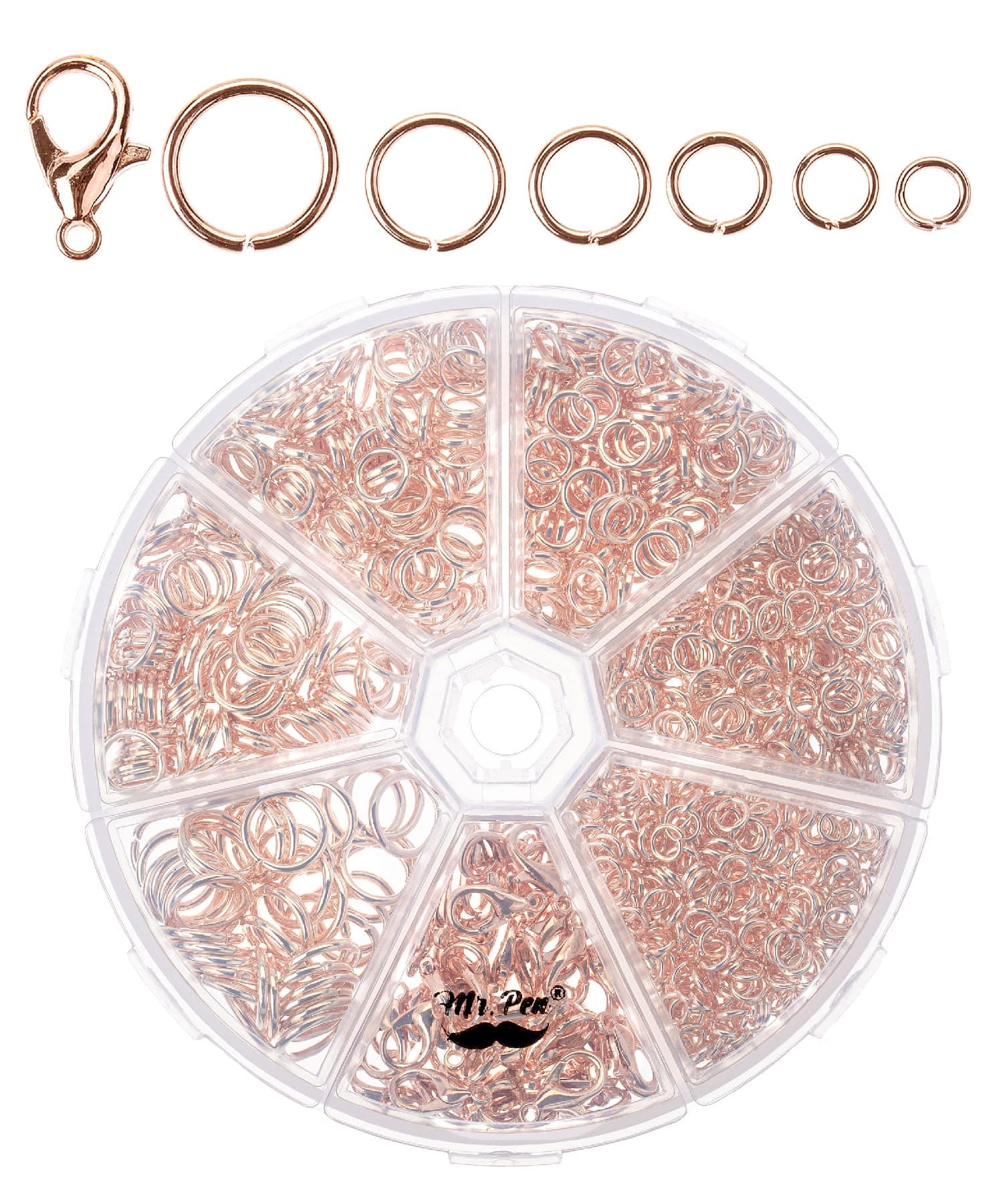 Mr. Pen- Open Jump Rings, Rose Gold, 1014 pcs, 6 Sizes Open Jump Rings for Jewelry Making, Silver Jump Rings and Lobster Clasps, Jewelry Jump Rings Silver, O Rings for Jewelry Making