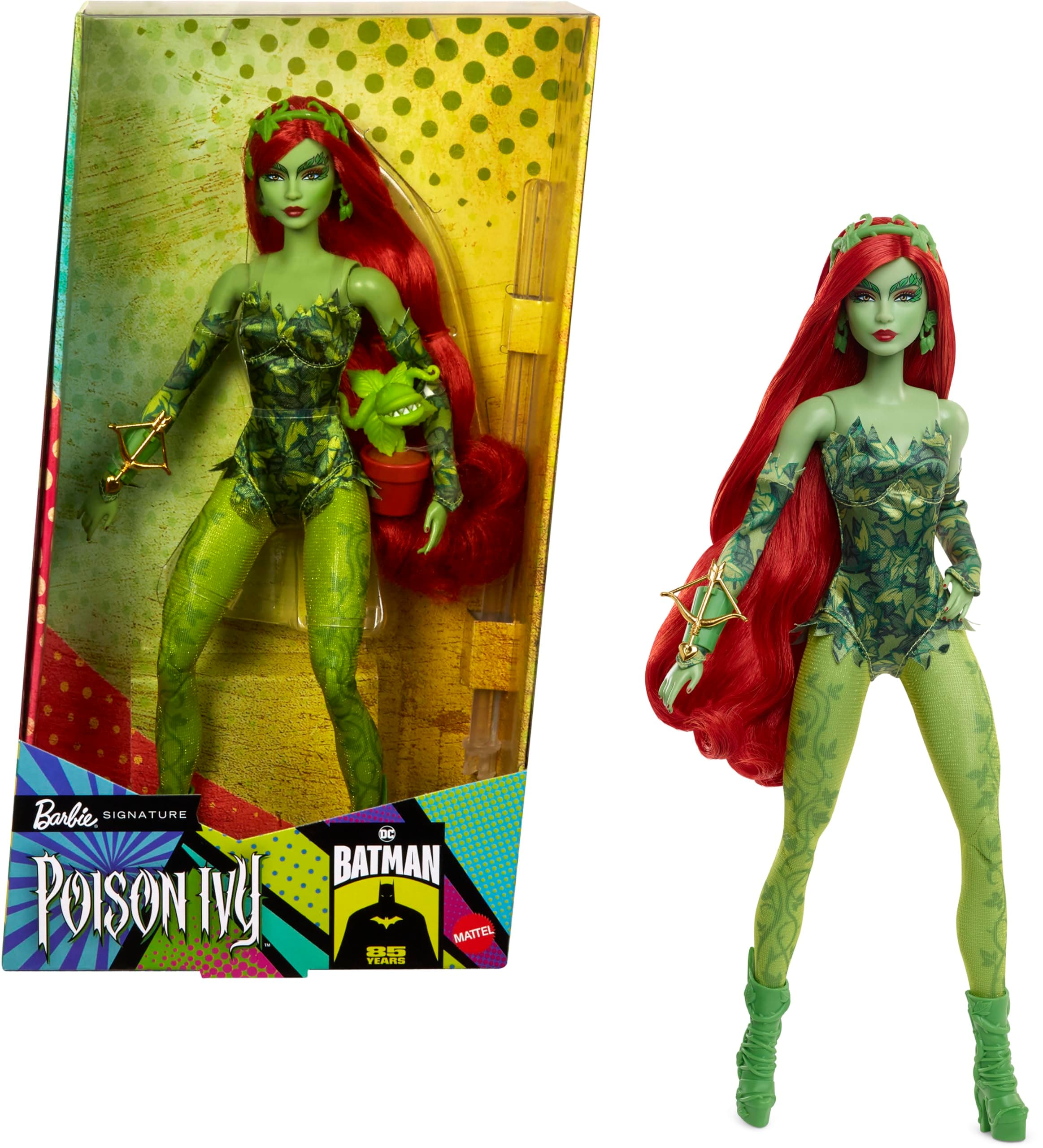 Barbie Signature Poison Ivy Collector Doll with Posable Body, Iconic Outfit, & Accessories, DC Batman 85th Anniversary Collectible, HRM51