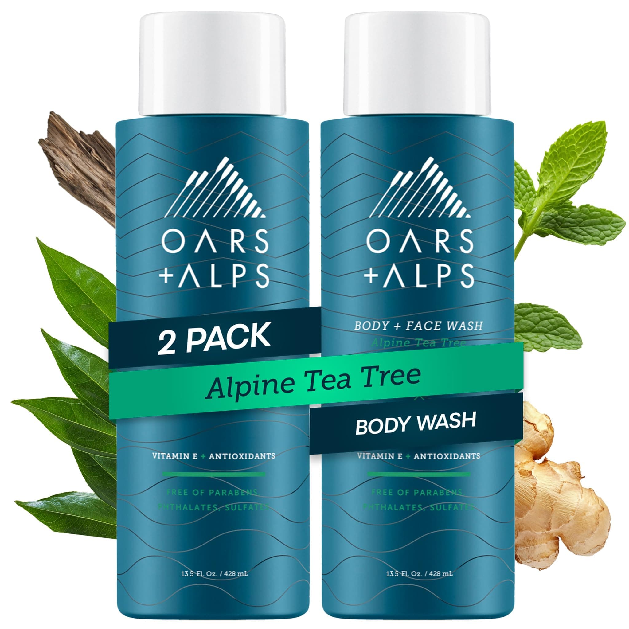 - Body Wash for Men, Mens Body Wash & Face Cleanser with Vitamin E & Antioxidants, Moisturizing, Paraben & Sulfate Free Cleanser, Alpine Tea Tree, 2pk