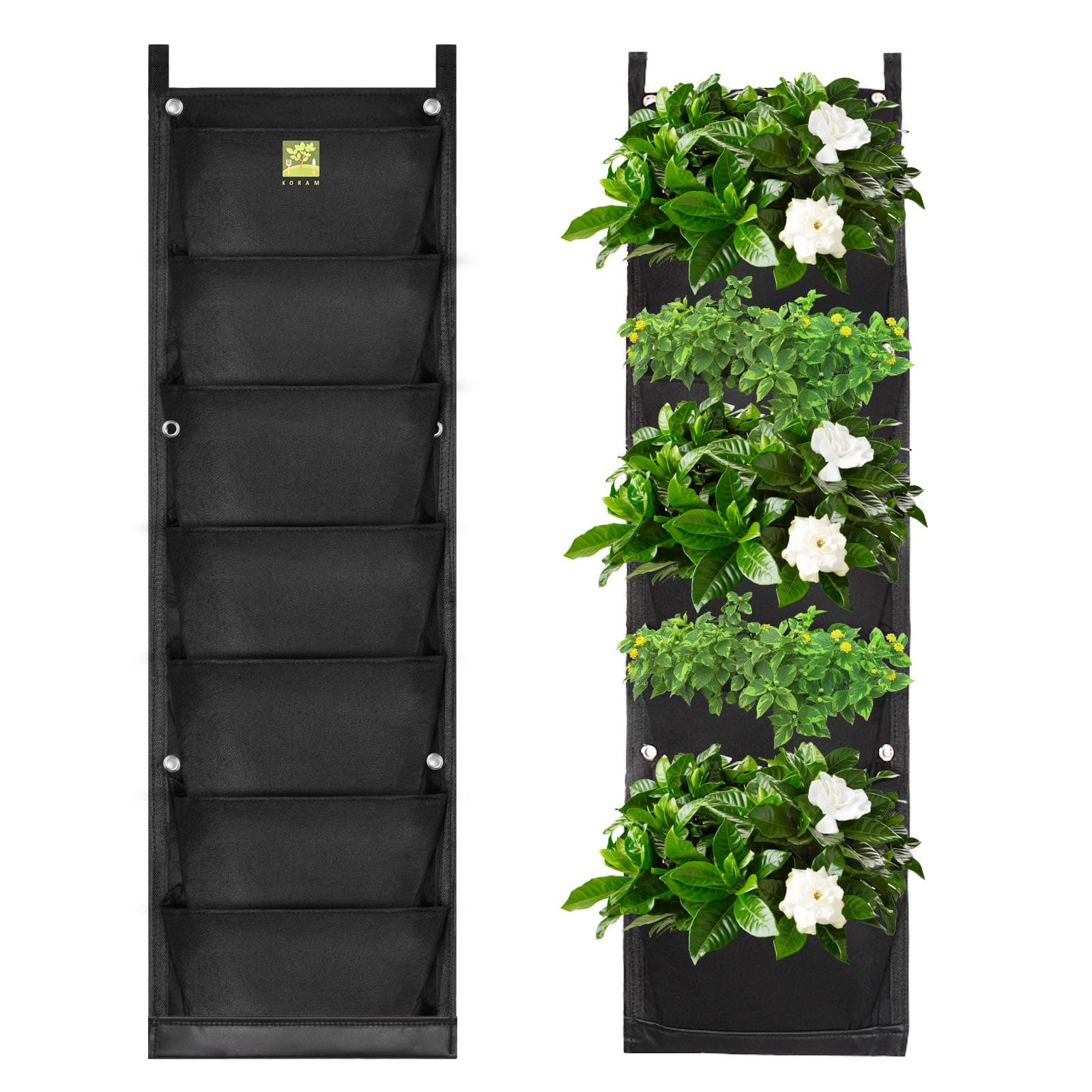 KENTING KORAM 7 Pockets Hanging Flower Bag, Vertical Greening Container Flower Pouch Hanging Planter for Growing Plant Strawberry Herb Indoor Outdoor - 10pcs Plant Tags