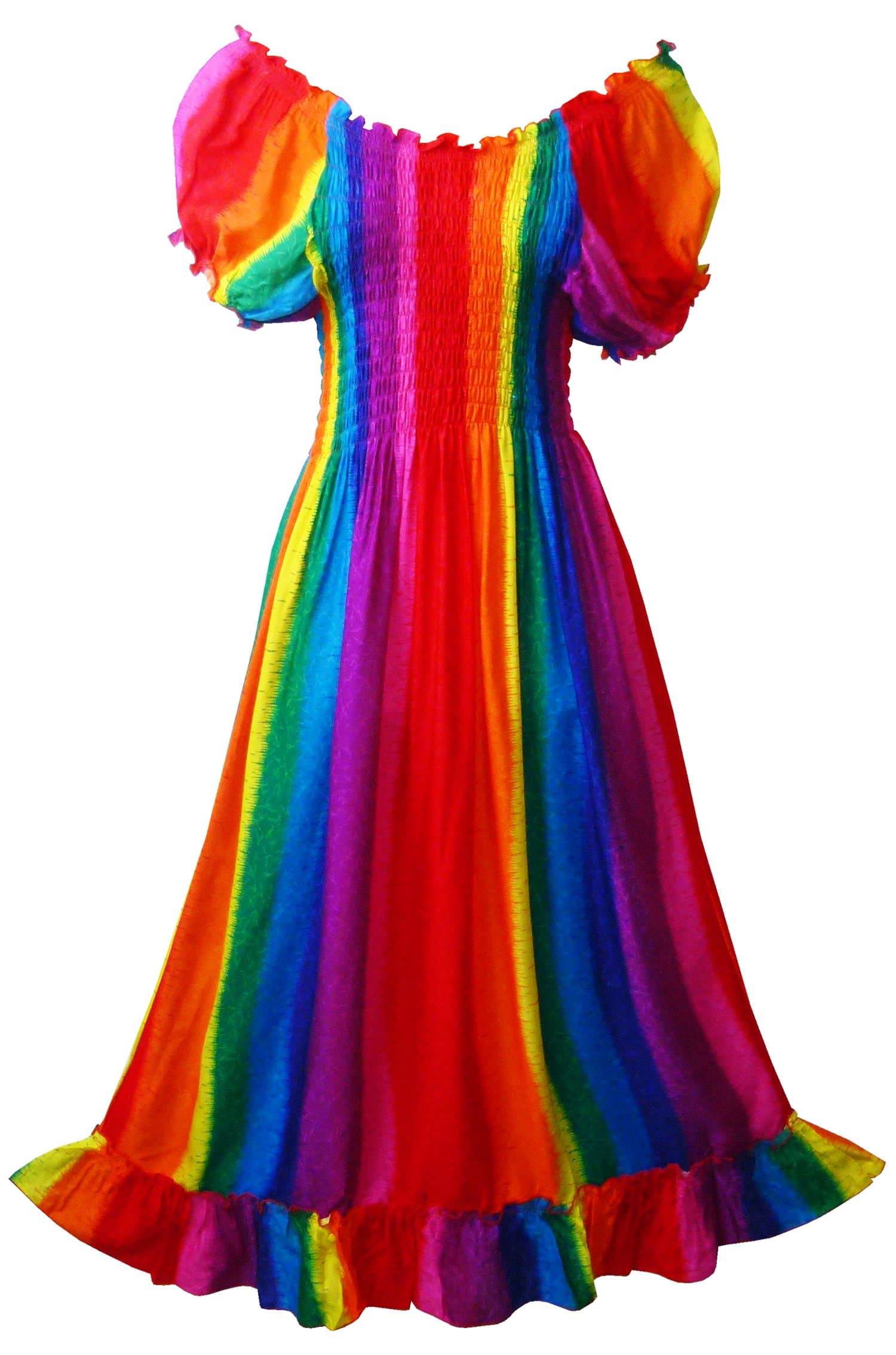 Cap Sleeve Women's Rainbow Hippie Gypsy Maxi Sundress Multicoloured SM