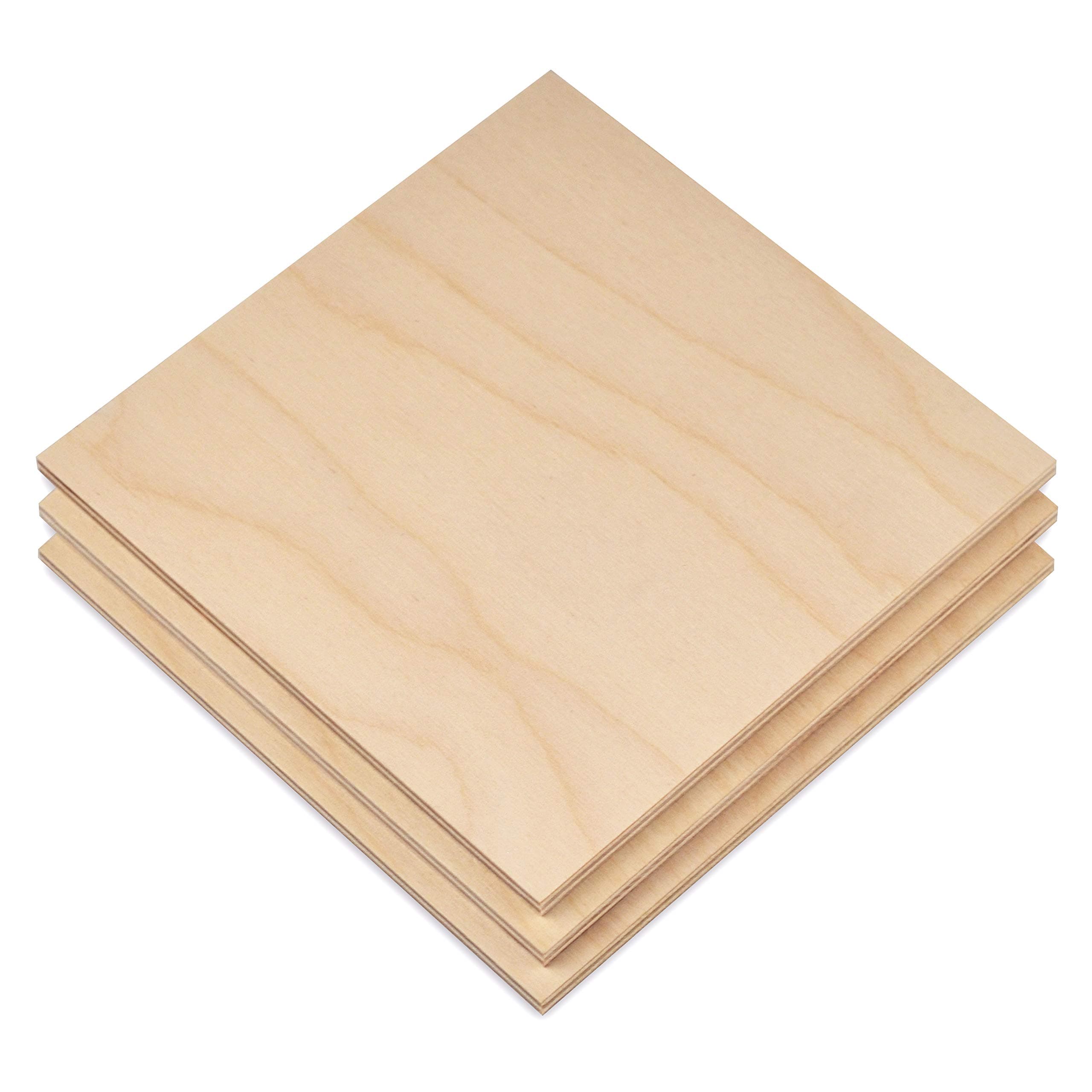 6MM 1/4" x 12 x 12 Baltic Birch Plywood � B/BB Grade (Package of 3) Perfect for Arts and Crafts, School Projects and DIY Projects, Drawing, Painting, Wood Engraving, Wood Burning and Laser Projects