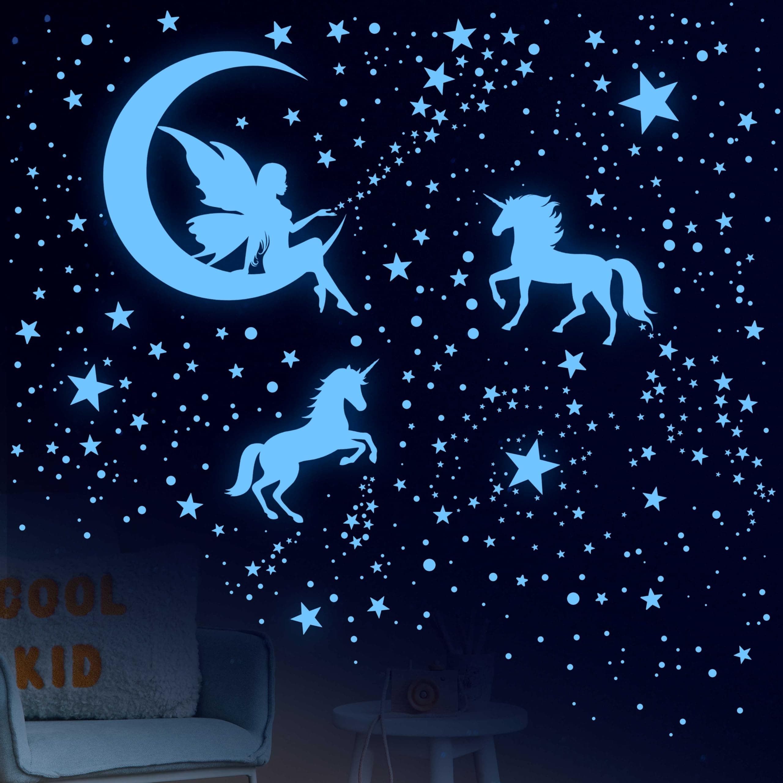 Glow in The Dark Stars for Ceiling,Glow in The Dark Stars Luminous Unicorn Wall Stickers Sky Unicorn Self Adhesive Wall Decal for Girls Wall Decoration for Kids Baby Bedroom Living Room Nursery