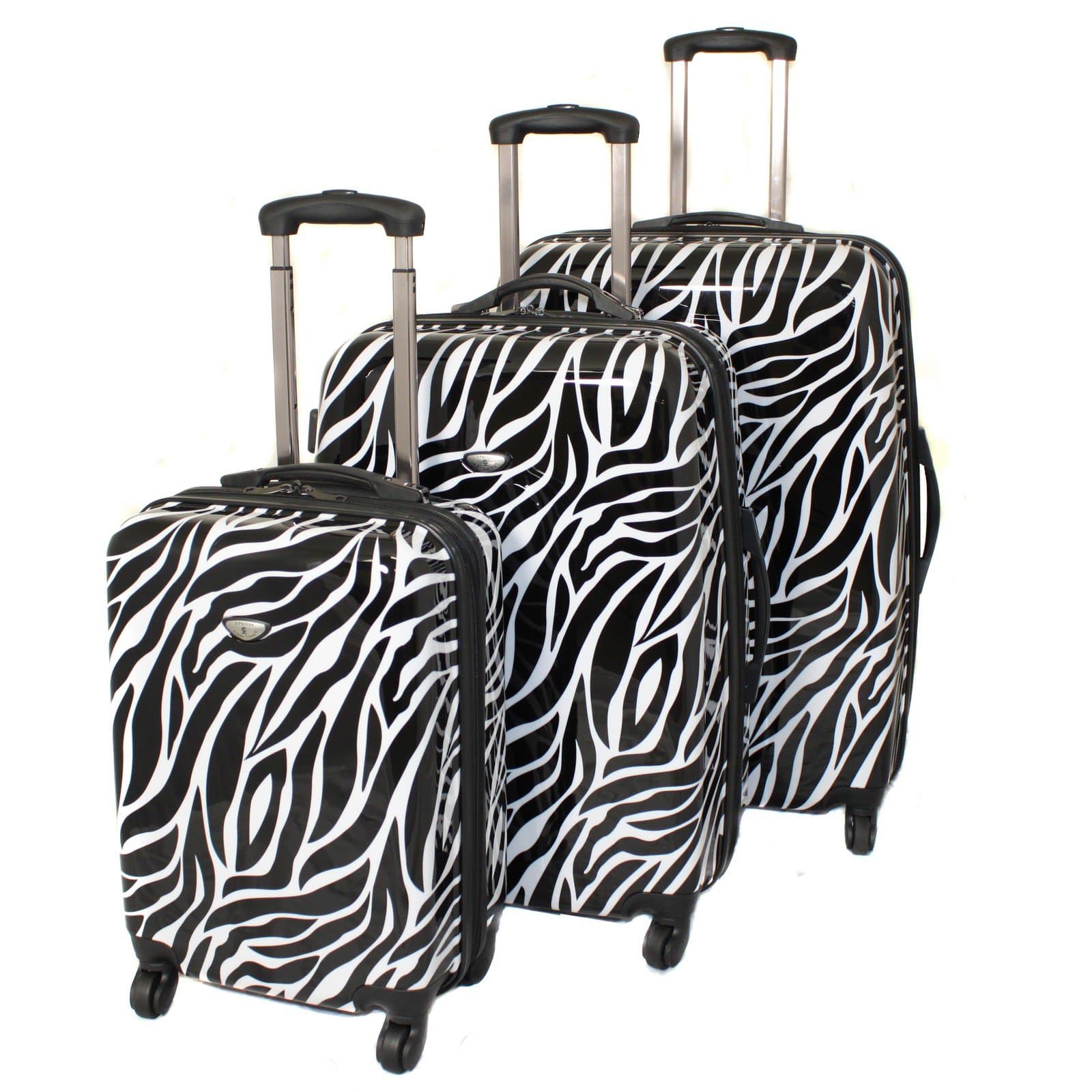 American Green Travel Zebra 3-Piece TSA-Lock Hardside Luggage Set, Black/White, One Size