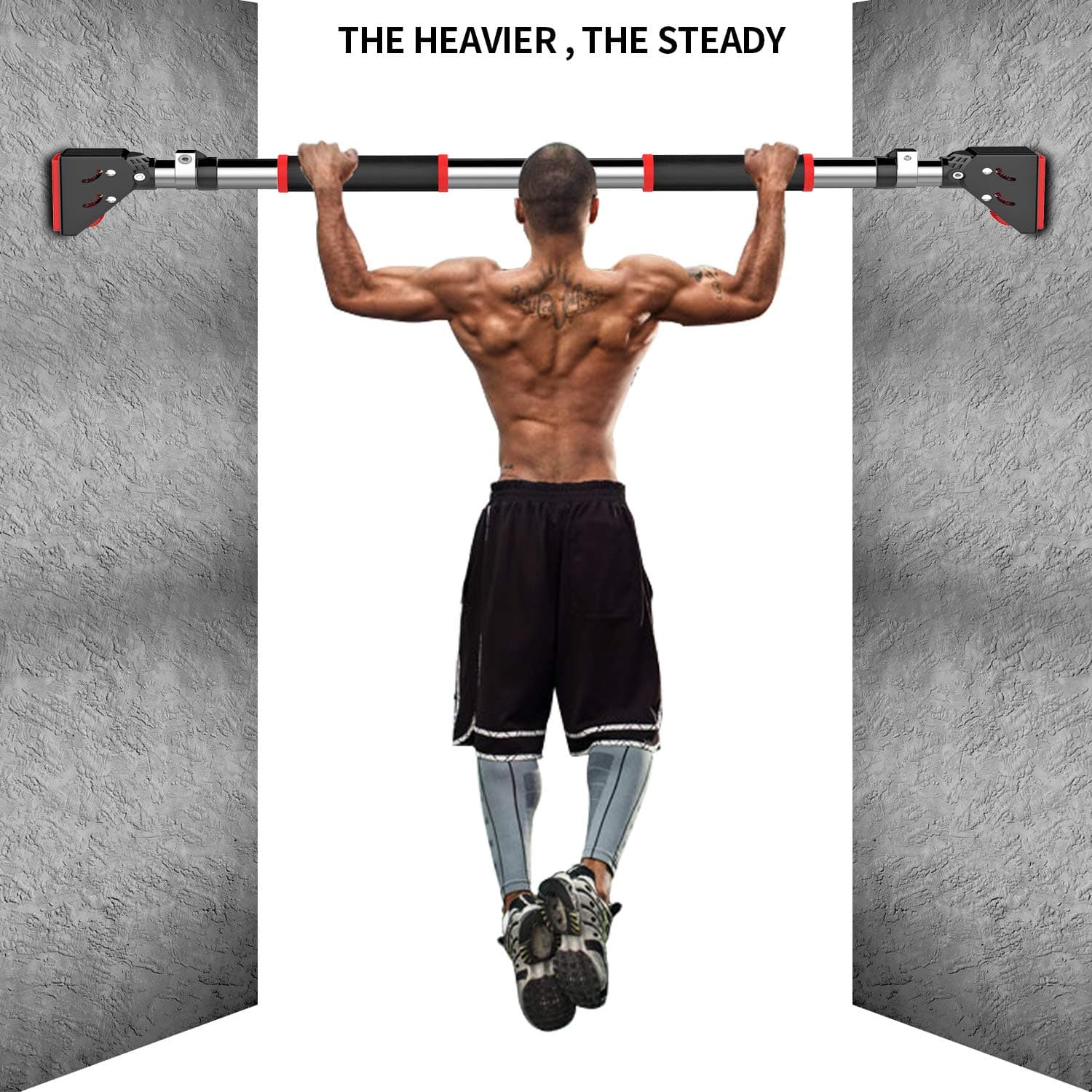 Newan Doorway Pull Up and Chin Up Bar Upper Body,Door Exercise Bar Without Screw Installation,Workout Bar for Home Gym Exercise Fitness - 441 LBS