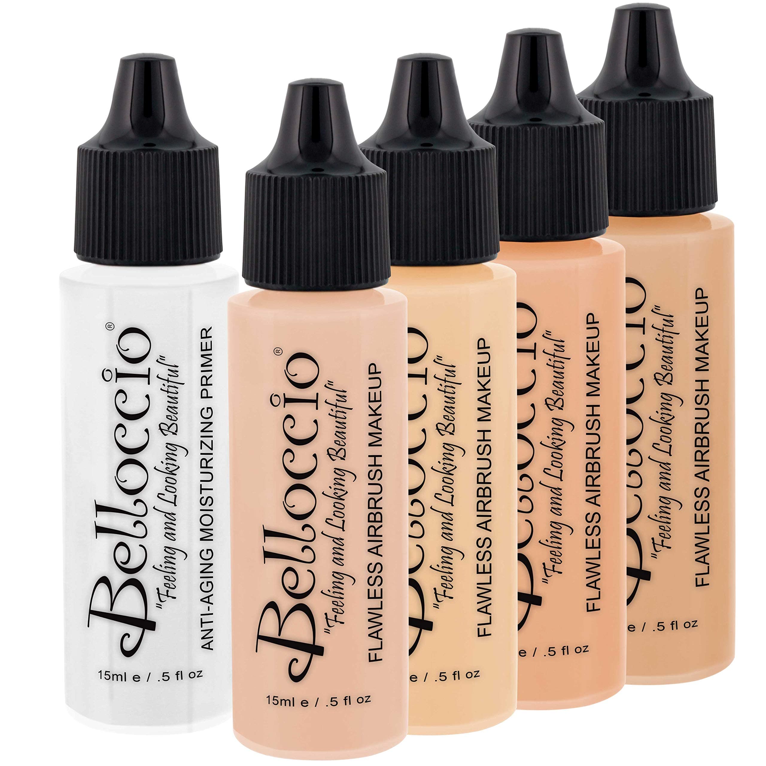 Fair Color Shade Foundation Set - Professional Cosmetic Airbrush Makeup in 1/2 oz Bottles