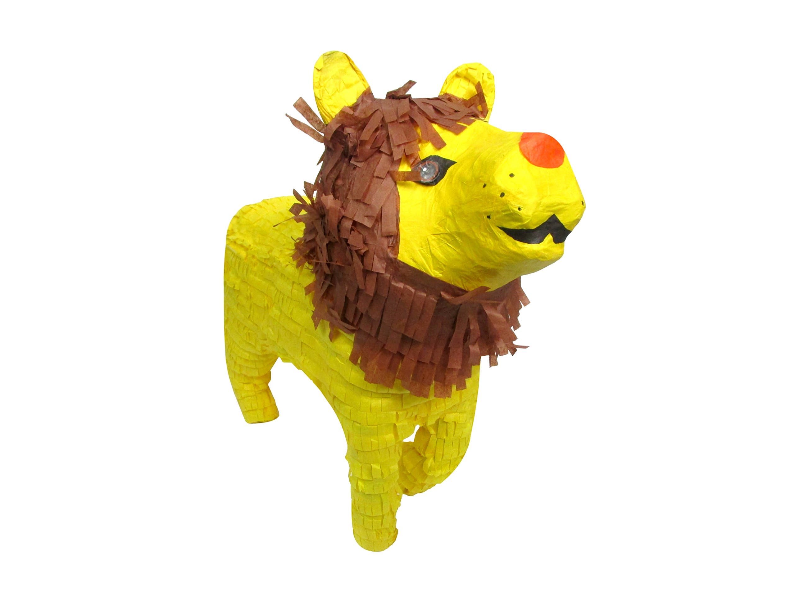 Pinatas Lion for Jungle, Zoo or Safari Birthday Theme - 18 in x 10 in x 6 in Party Game, Hanging Decoration, Table Centerpiece and Photo Prop with Hanger and Filling Door
