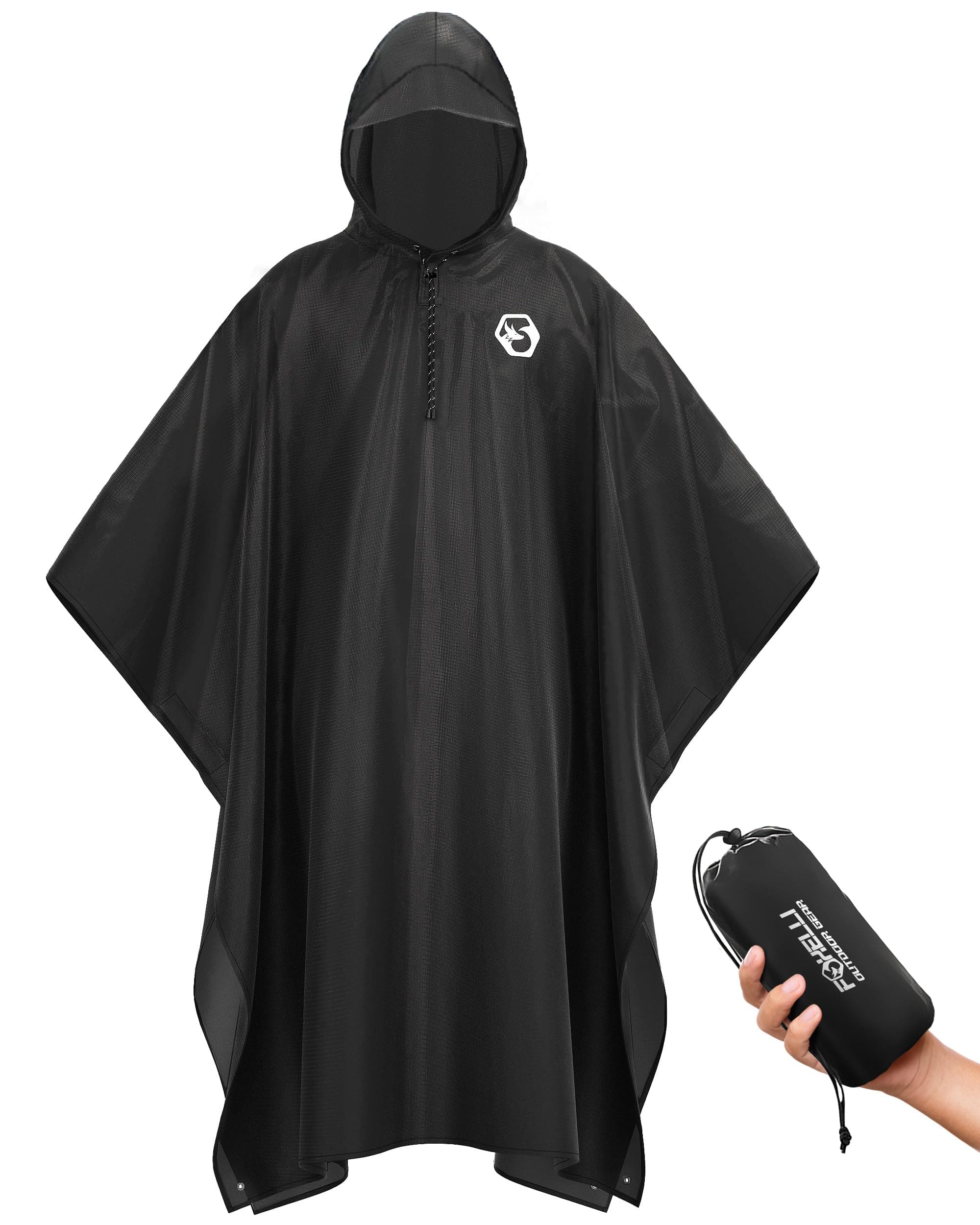 Rain Poncho for Adults – Extra Long Reusable Waterproof Raincoat with Hood, Lightweight for Hiking, Camping, Outdoors