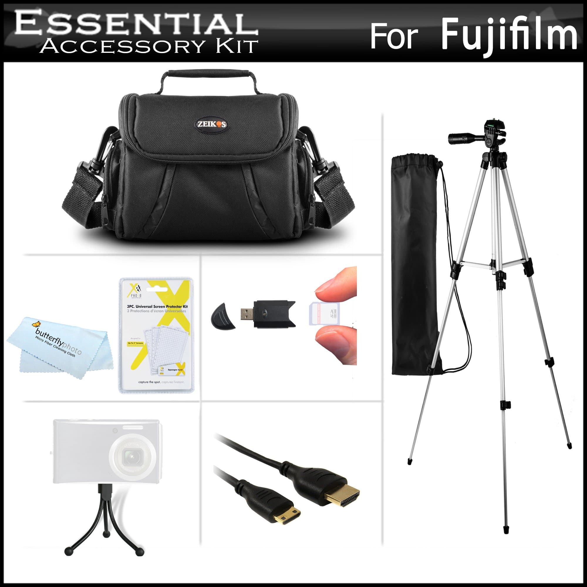 Starter Accessories Kit For The Fuji Fujifilm Finepix S8200, S8300, S8400, S8500, S6700, S6800 S6900 S4600 S4700 S4800, S8600, S9200, S9400W, S9800, S9900W Digital Camera Includes Case + Tripod + More