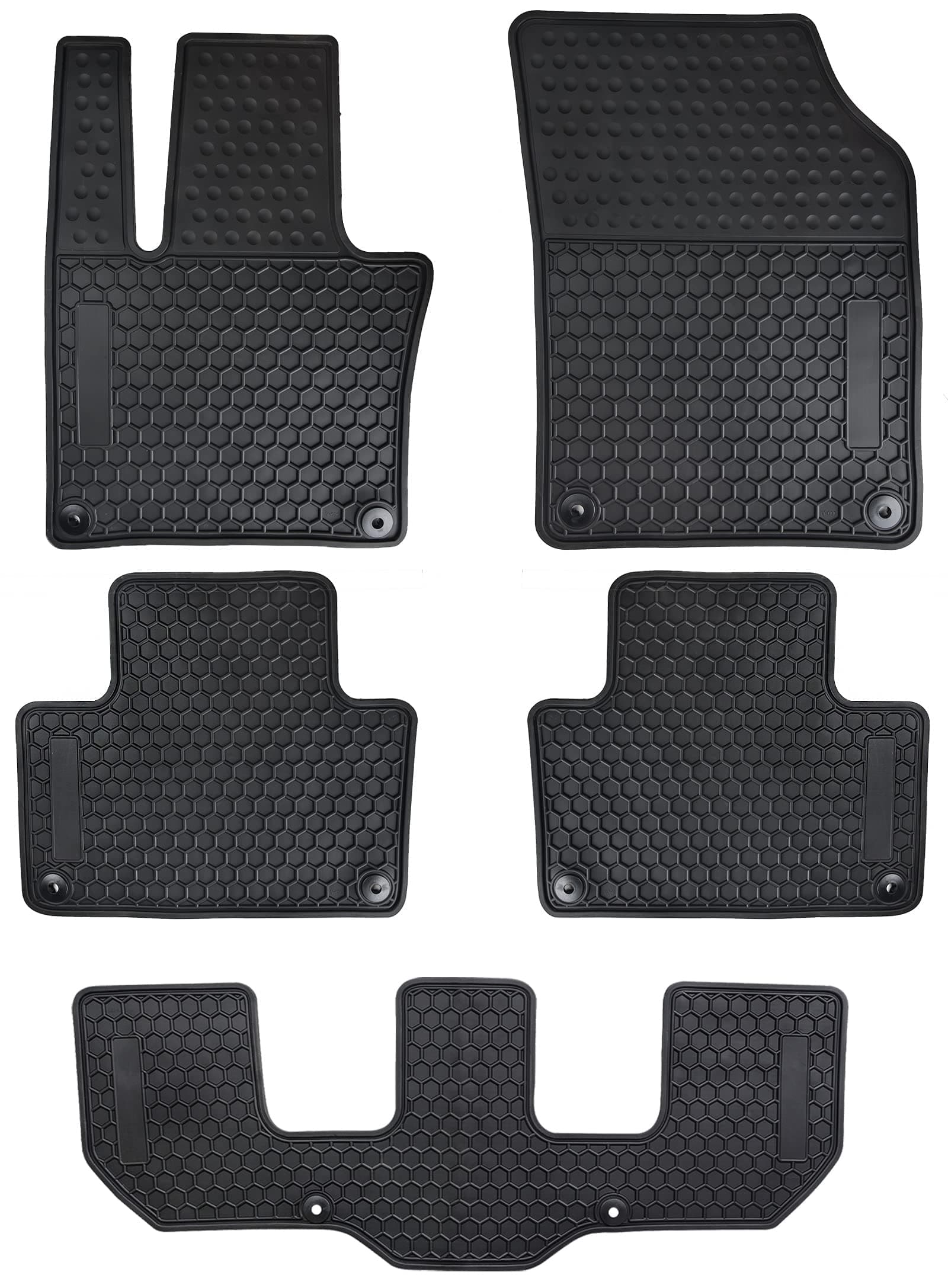 Car Floor Mats Custom Fit for 2016-2026 Volvo XC90 1st + 2nd + 3rd Row Black Rubber Auto Liner Mats All Weather Protection Heavy Duty Odorless