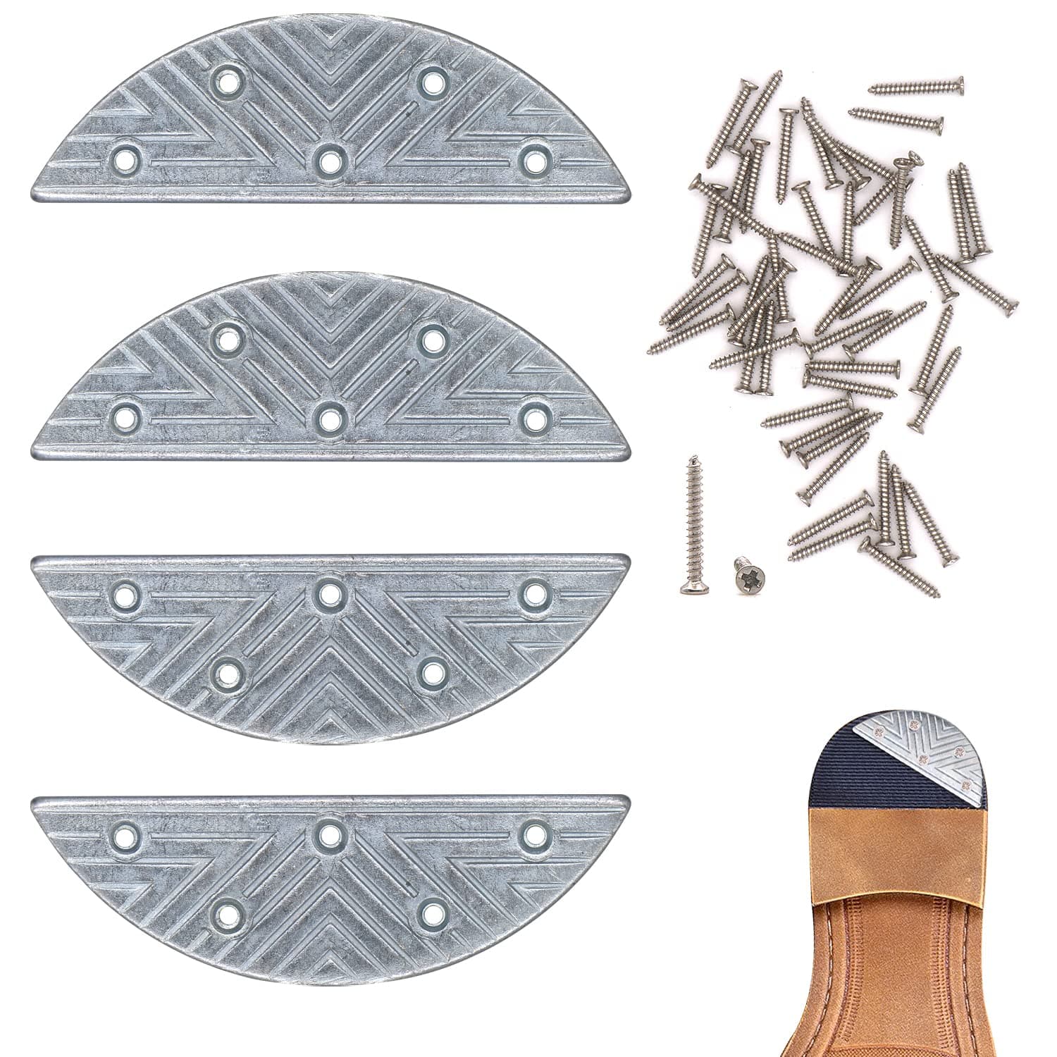 Metal Shoes Heel Plates Heel Sole 2 Pairs Guard Repair Pads with Screw Nails Heel Replacement Taps for Boots Shoes