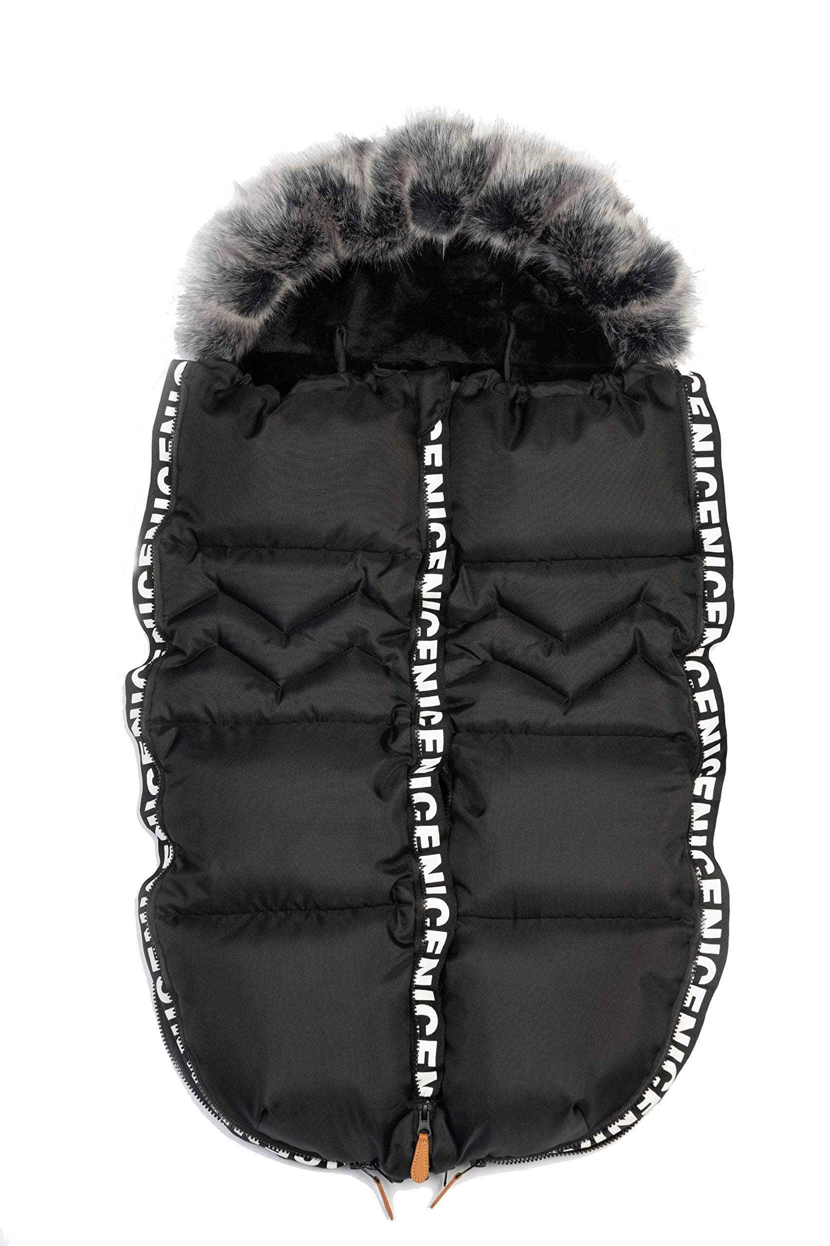 Baby footmuffs Collar with Fake Fur Stroller Bunting Bags Warmly (Army Green)