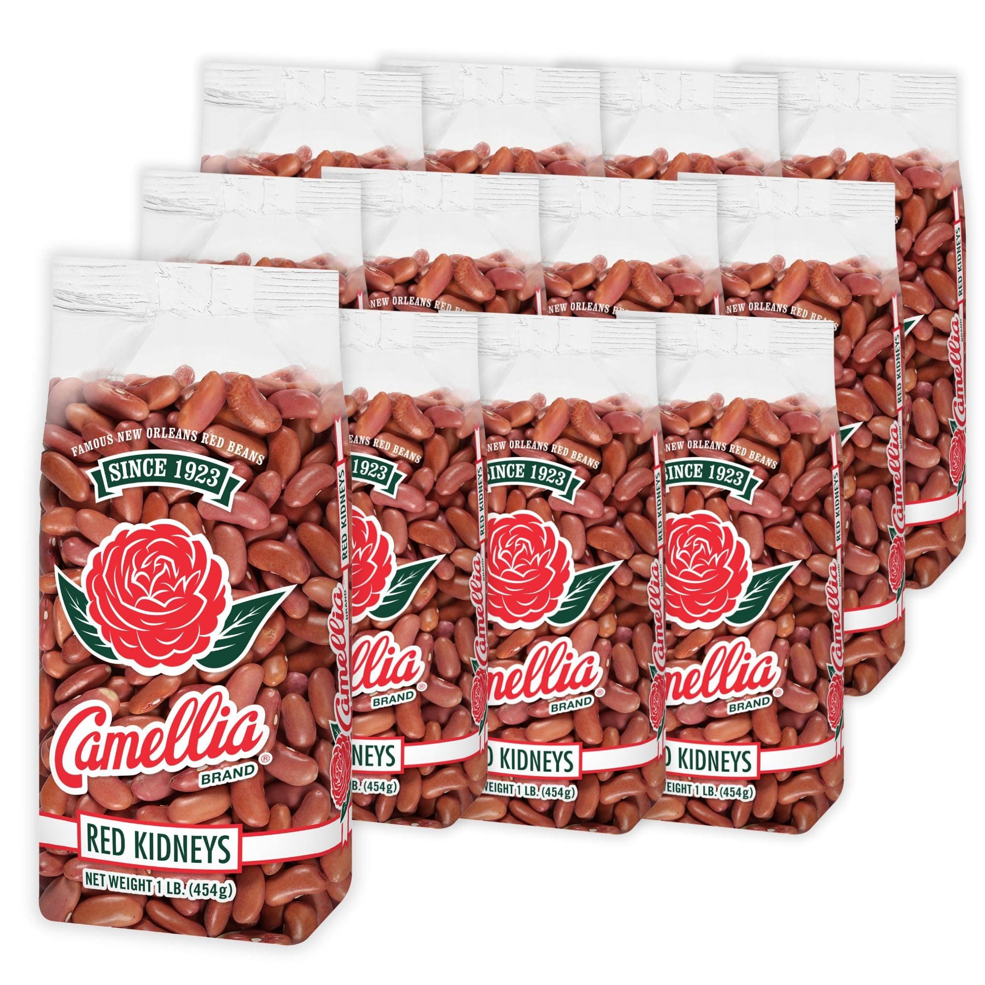 Camellia Brand Dried Red Kidney Beans – Premium Non-GMO Dry Beans for Red Beans and Rice, High Protein Plant-Based Food for Chili, Soups, Salads, Meal Prep, and Cajun Cooking 1 Pound (Pack of 12)