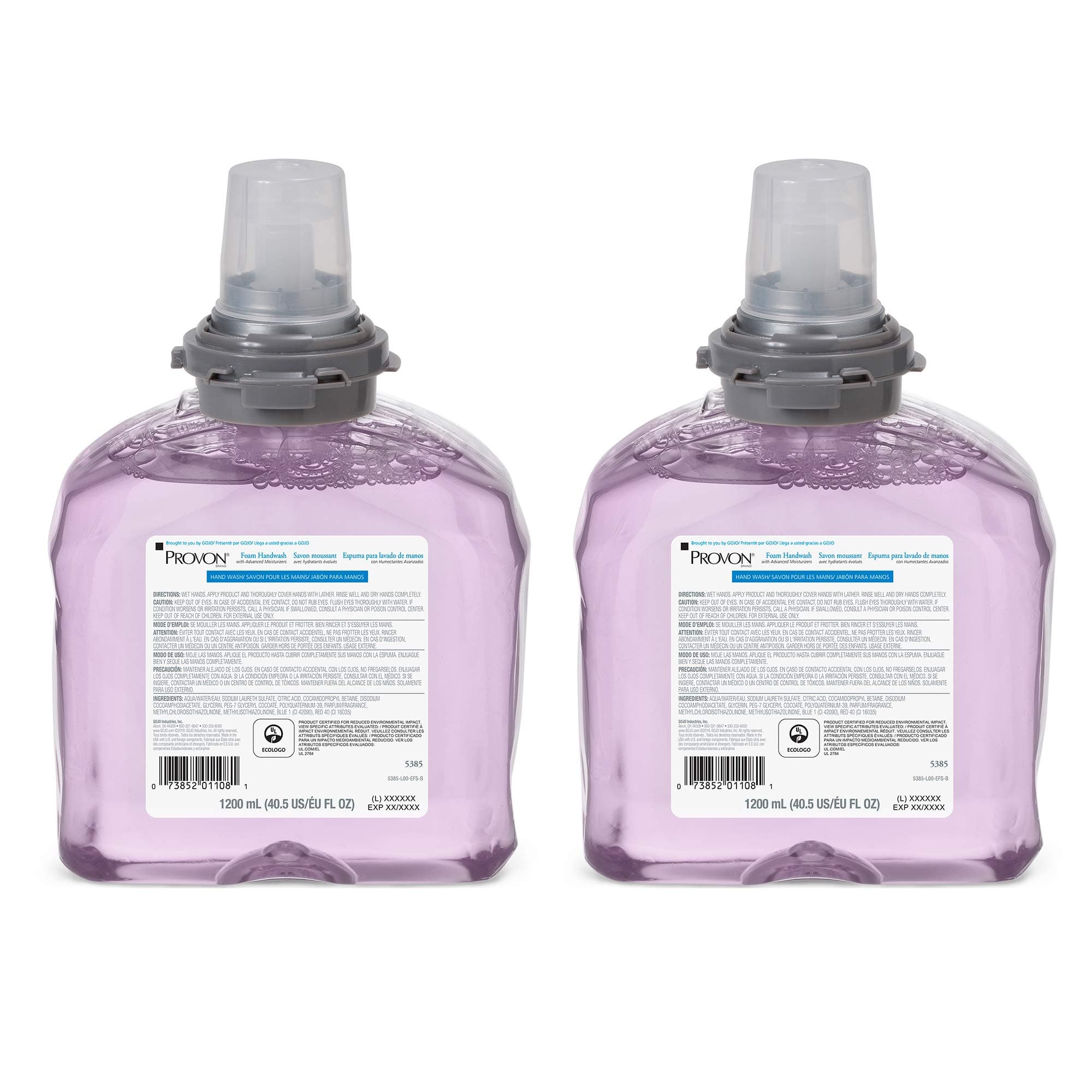 PROVON TFX Foaming Handwash with Advanced Moisturizers, Cranberry Fragrance, 1200 mL Handwash Refill for PROVON TFX Touch-Free Dispenser (Pack of 2) - 5385-02