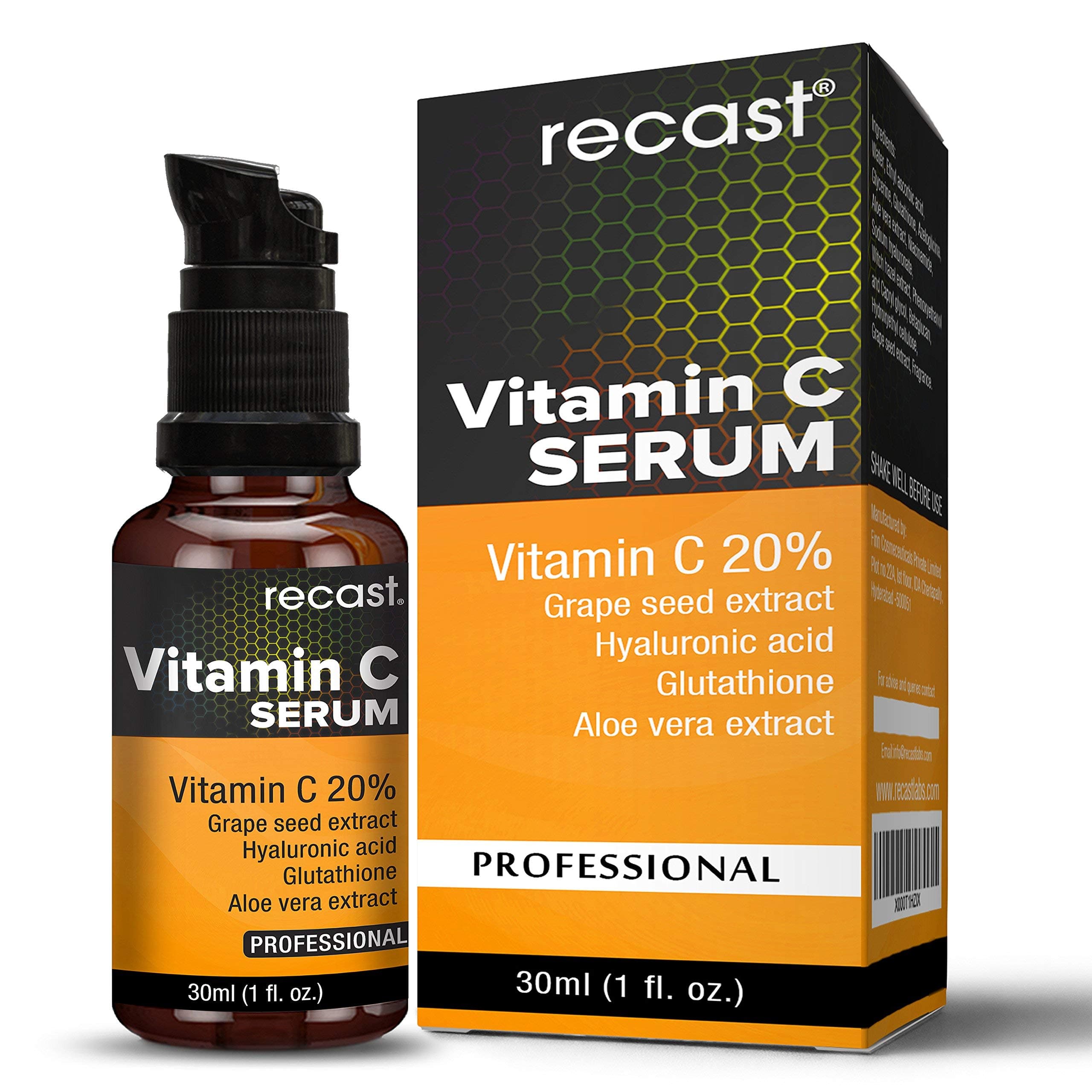 RECAST Vitamin C Serum with Hyaluronic Acid and Glutathione For Face (30Ml)